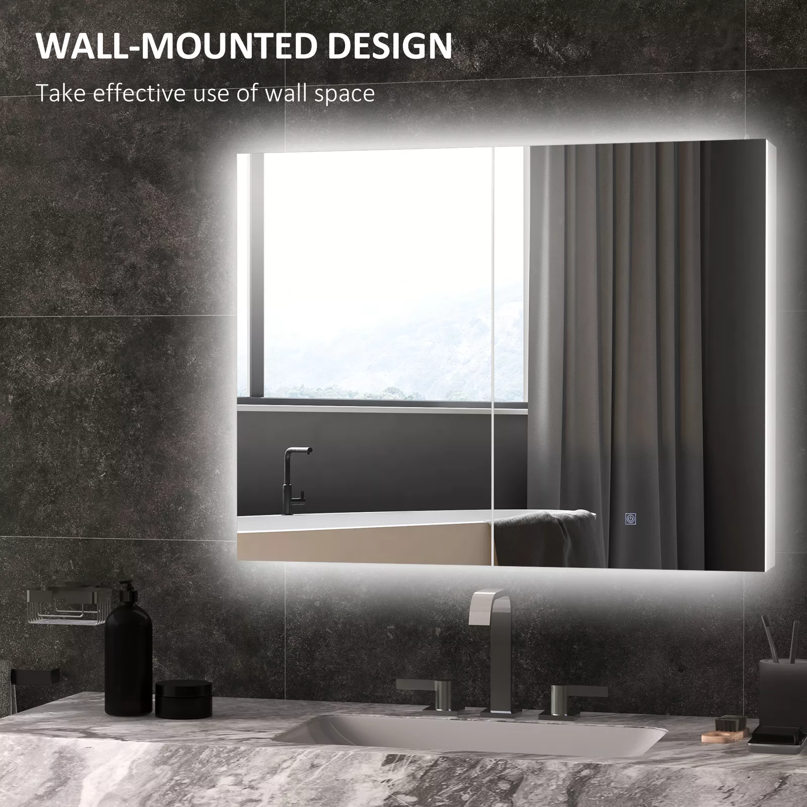 Olivia Bathroom Mirror Wall Cabinet With Light - Image 4