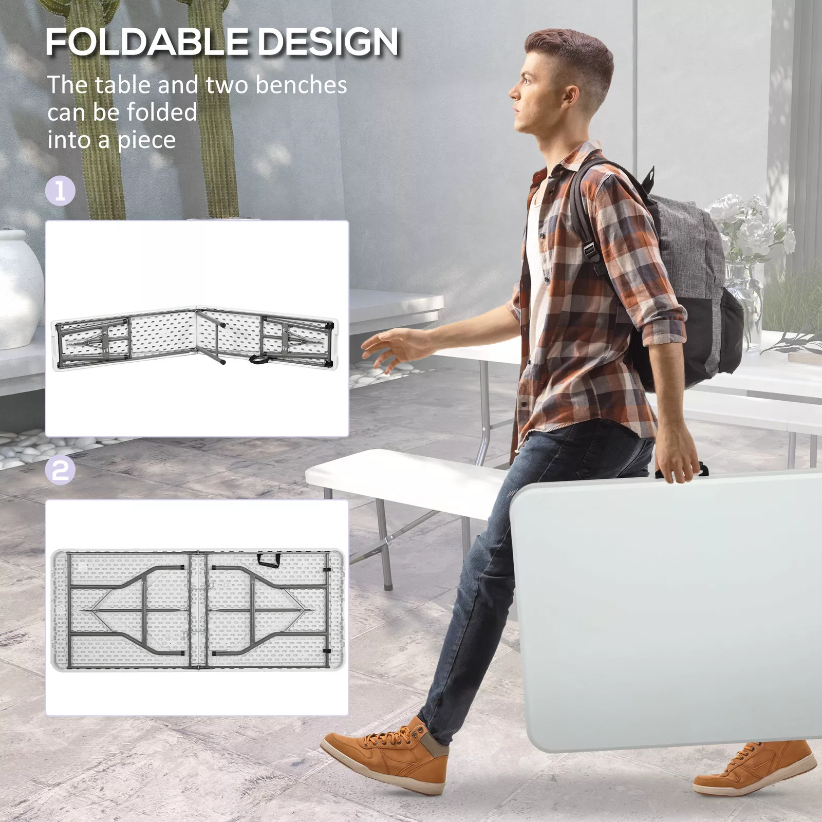 Ollie Foldable Picnic Bench Table - Image 4