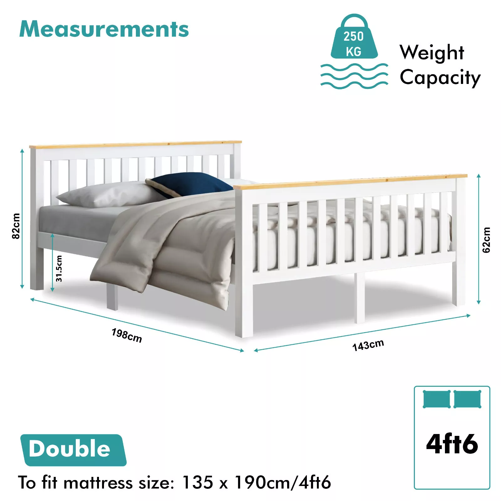Olson White Solid Wood Bed Frame - Image 7