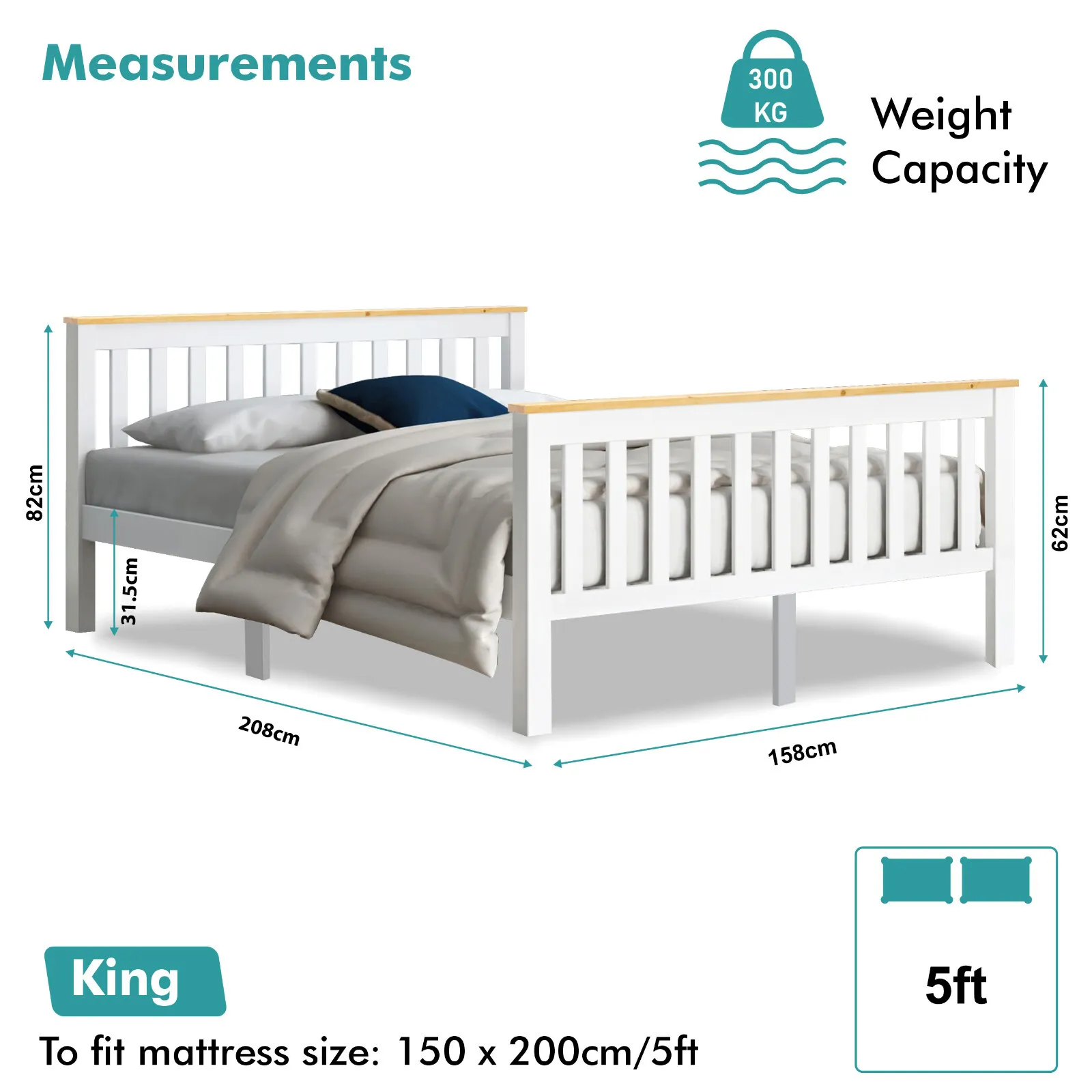 Olson White Solid Wood Bed Frame - Image 8
