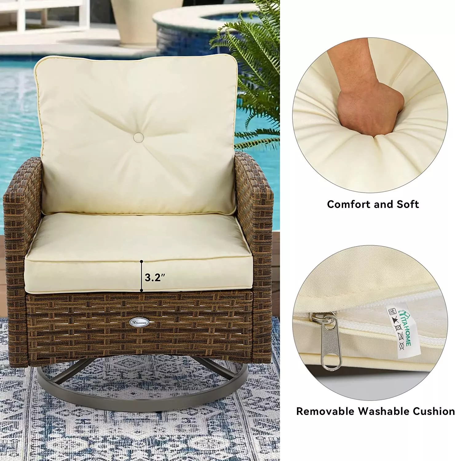 Ortiz 3 Pieces Outdoor Patio Furniture Set - Image 5