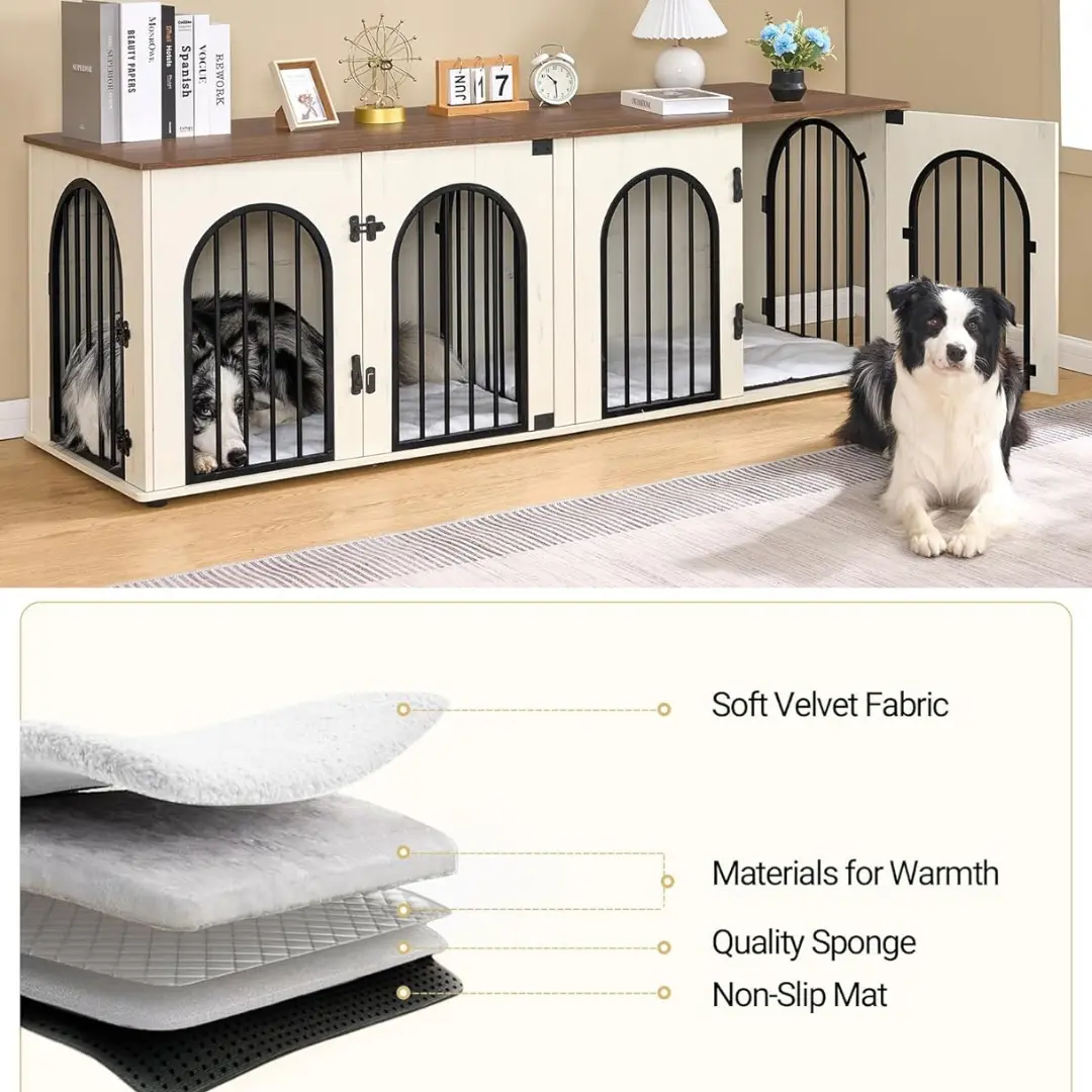 70.9" Oskar Double Dog Crate Furniture For 2 Dogs - Image 6
