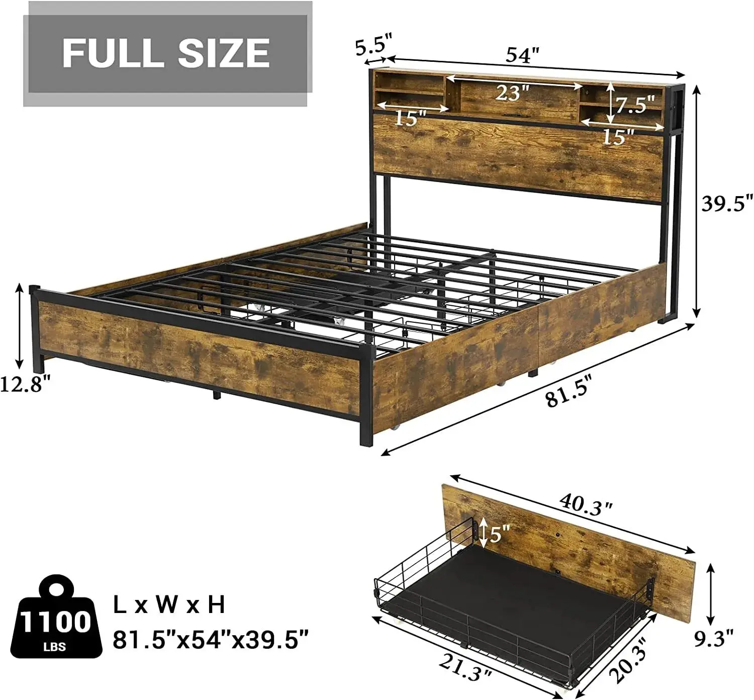 Otto Plateform Bed Frame With Storage & Light - Image 7