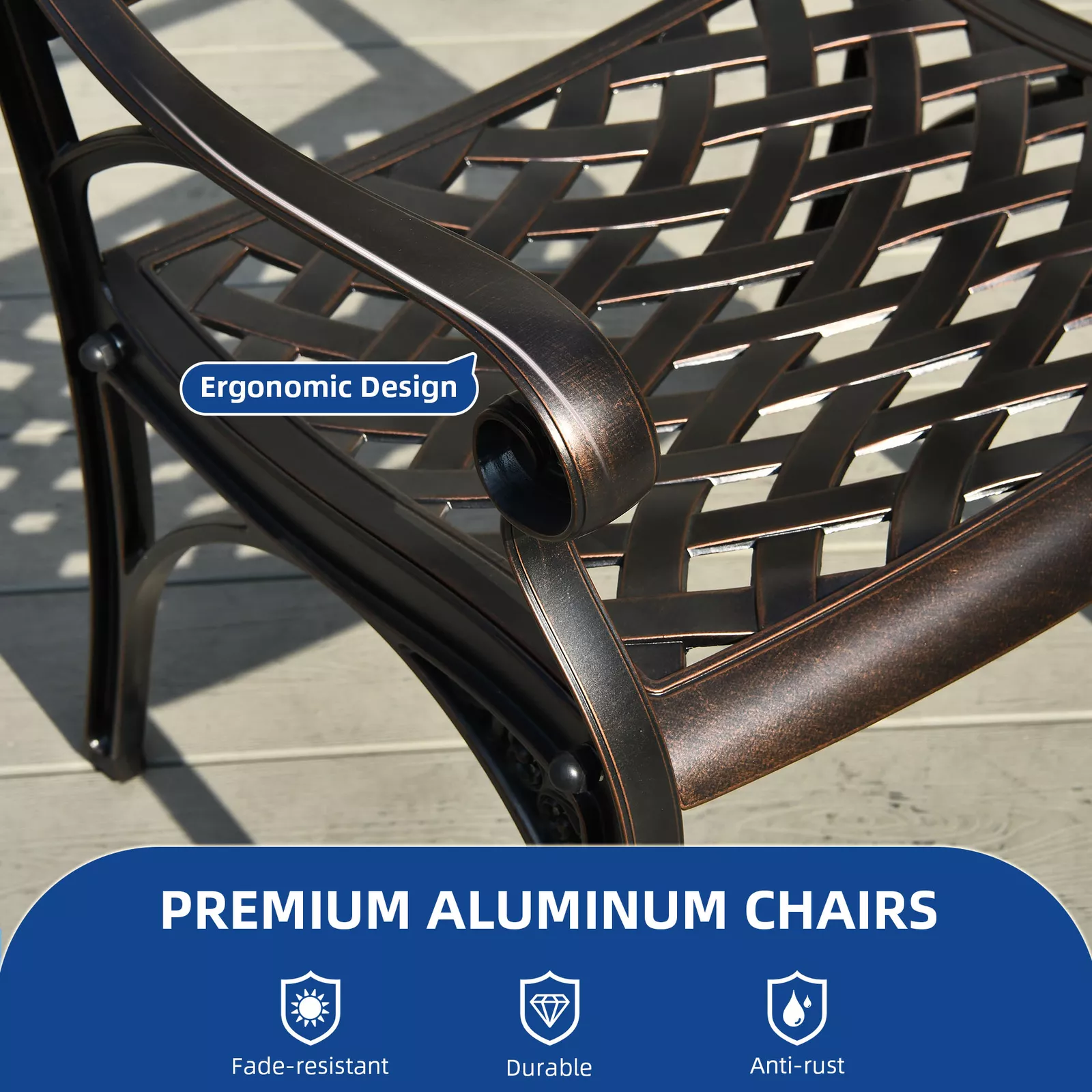 Outdoor Aluminium Patio Chair (Set of 2) - Image 3
