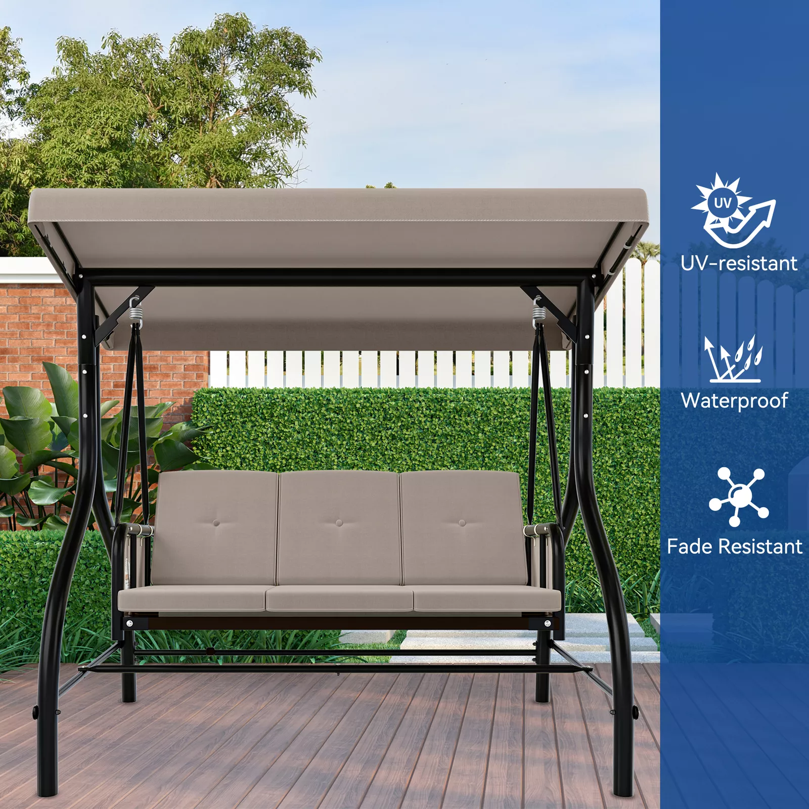 Outdoor Canopy Cushioned Patio Swing - Image 4