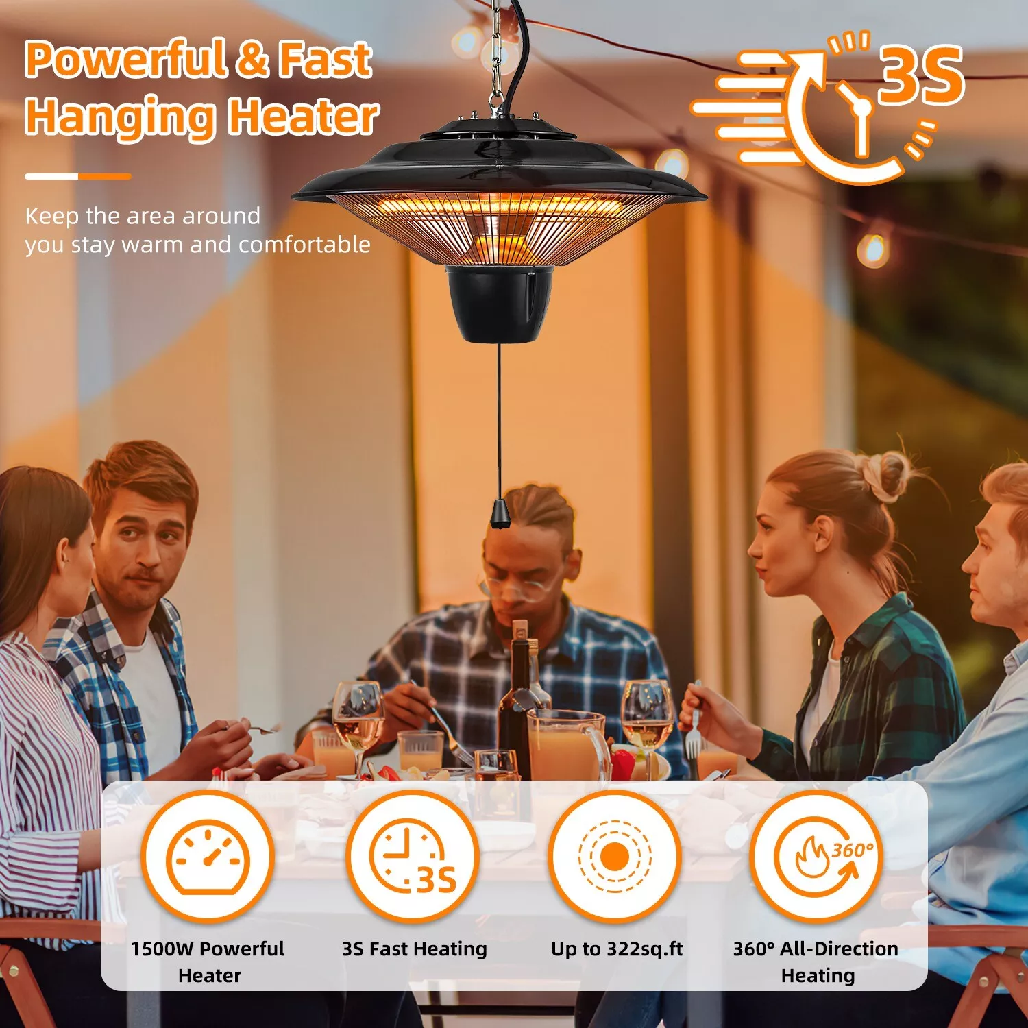 Outdoor Electric Patio Space Heater Lamp - Image 6