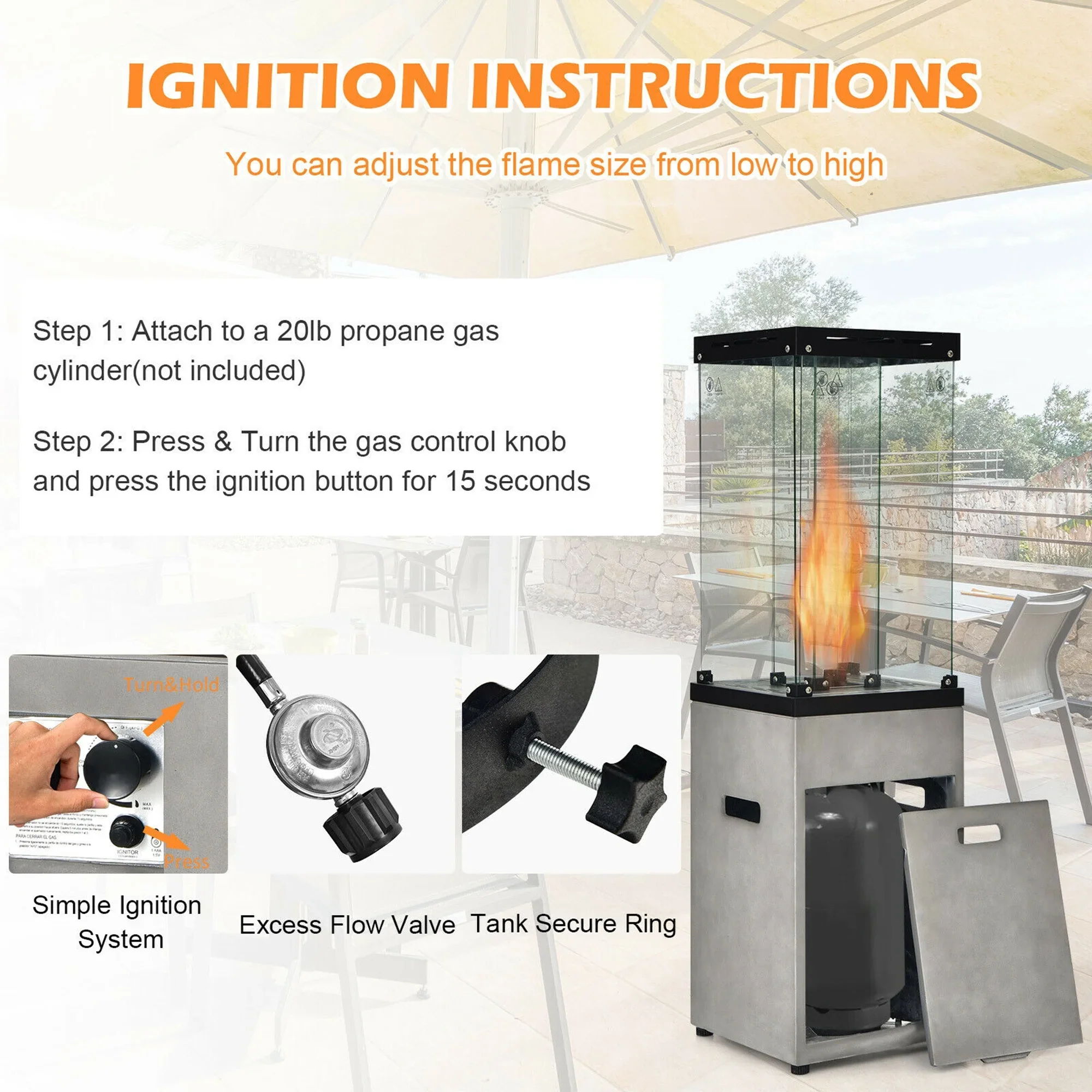 Outdoor Heavy Duty Patio Propane Gas Heater - Image 5