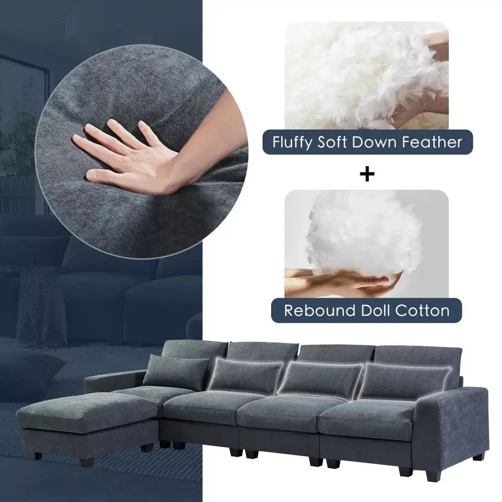 Oversized Modular L Shaped Sectional Couch - Image 5