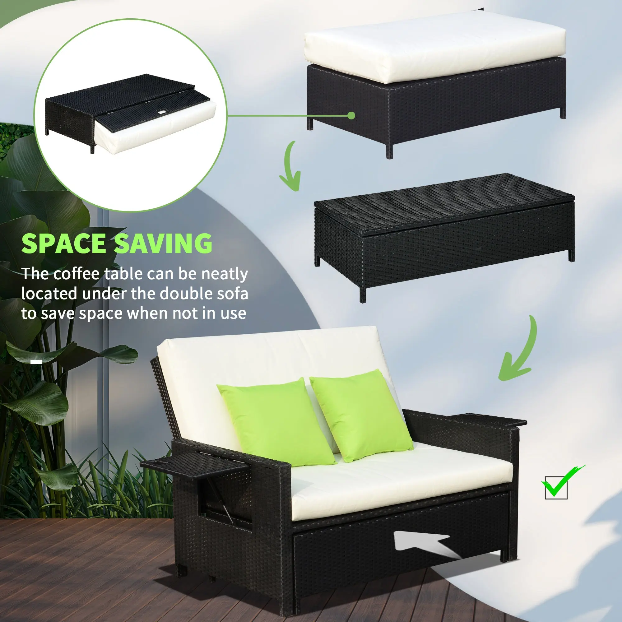 Owais Rattan Outdoor Garden Day Bed - Image 7