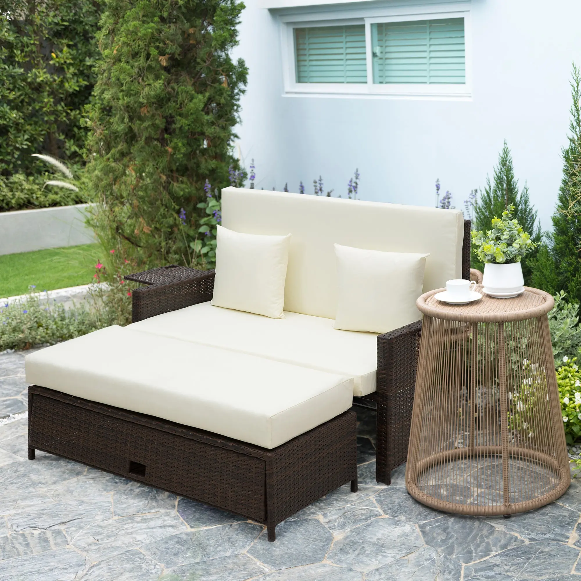 Owais Rattan Outdoor Garden Day Bed - Image 8