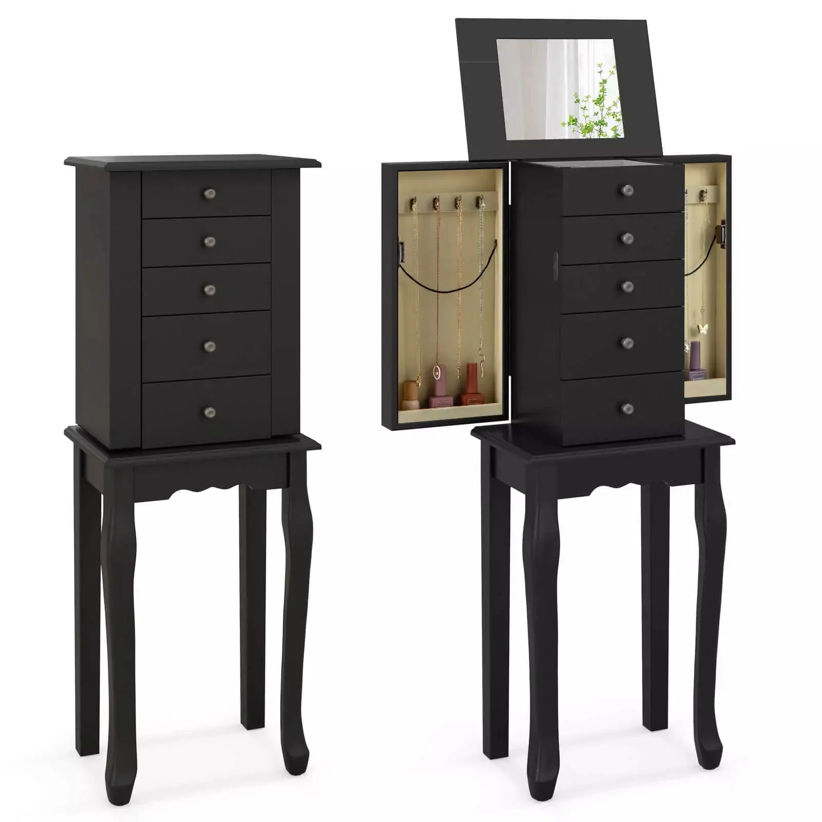 Paige Mirror Jewelry Armoire Cabinet - Image 2