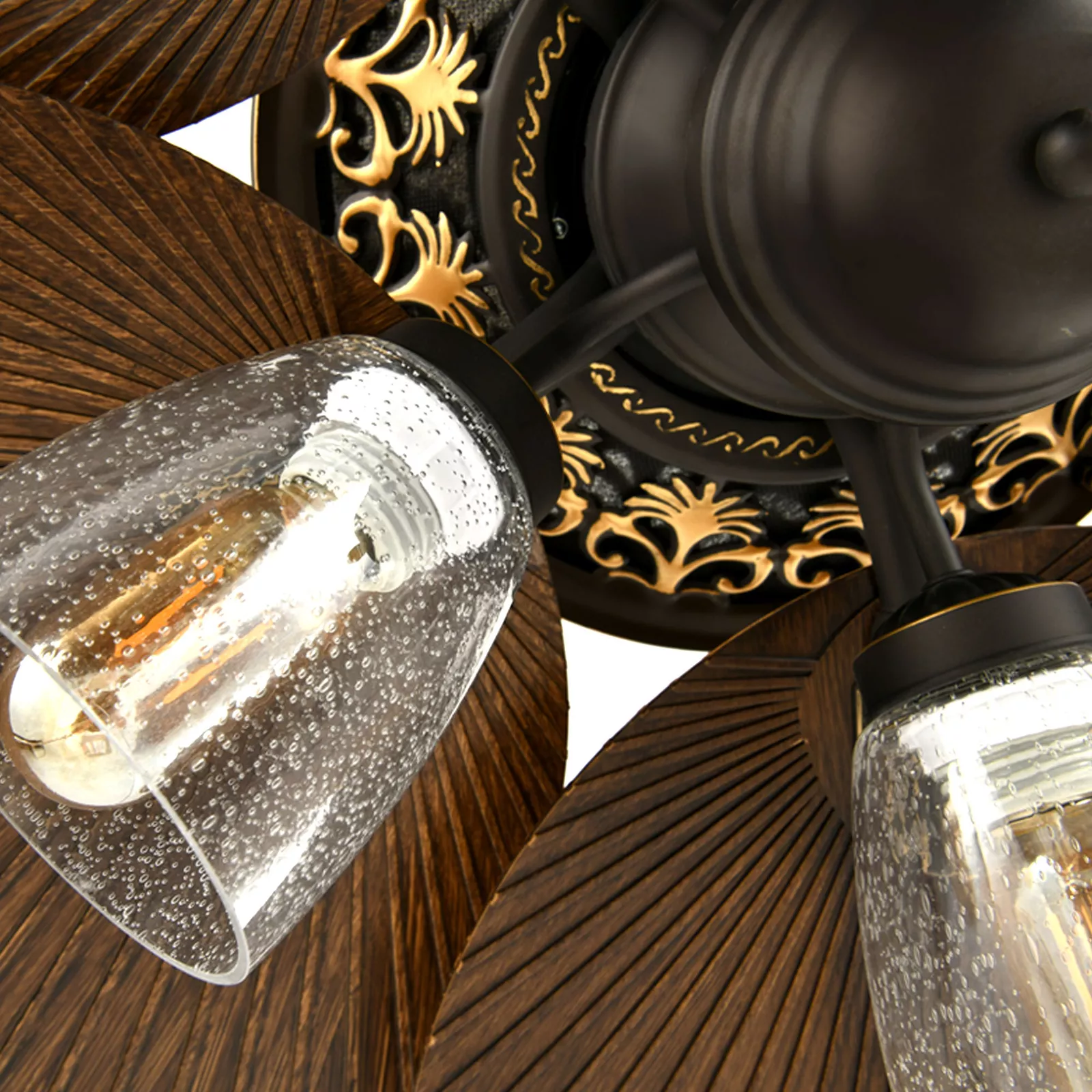 Palm Leaf Ceiling Fan With Light & Remote - Image 6