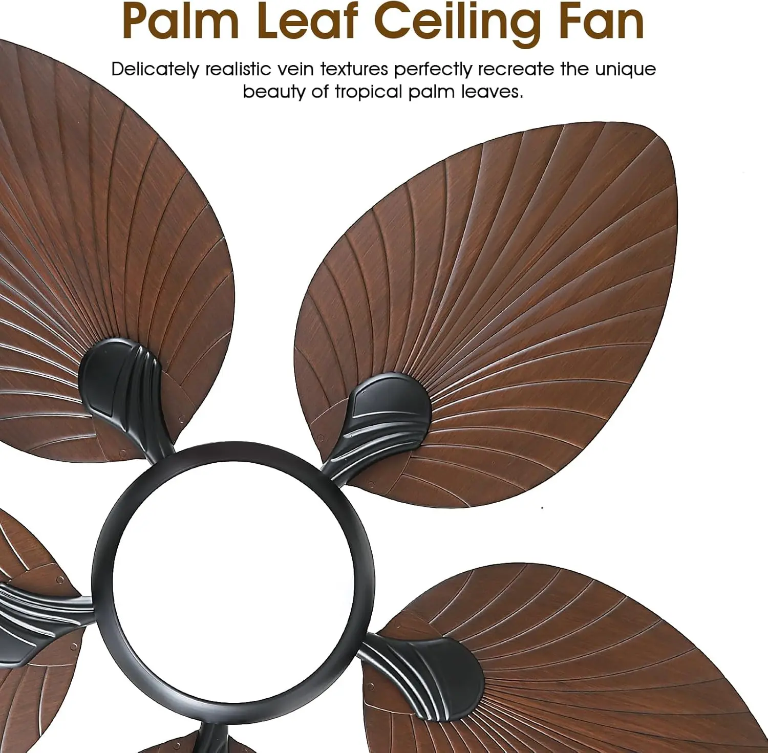 Palm Leaves Ceiling Fan With Light & Remote - Image 2