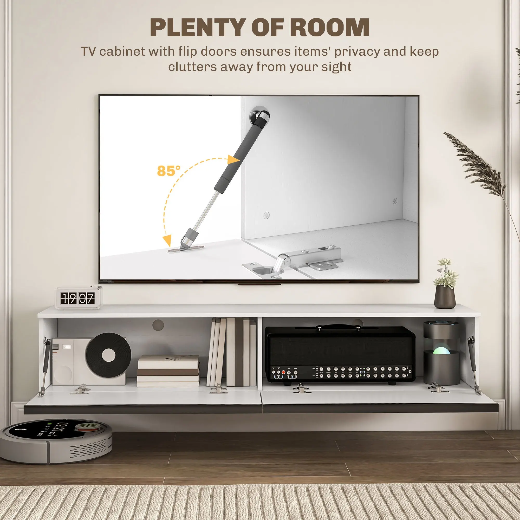Pierce Floating High Gloss TV Cabinet Stand - Image 2