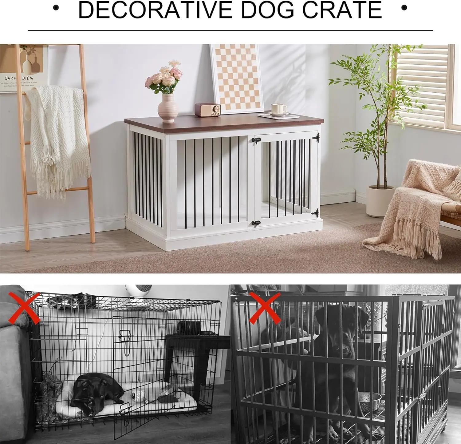 47.2" Rabia Farmhouse Large Dog Crates Furniture - Image 3