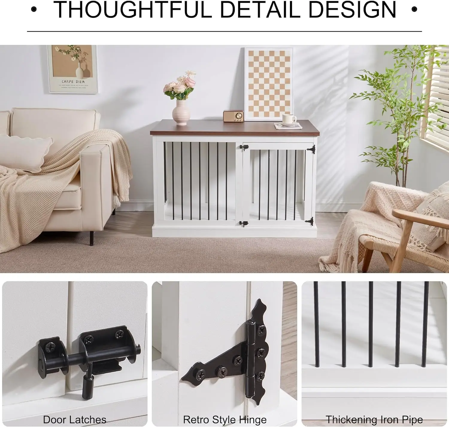 47.2" Rabia Farmhouse Large Dog Crates Furniture - Image 5