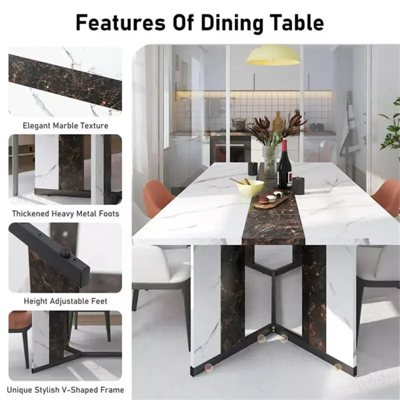 Rafe Marble Dining Table For 8 - Image 4