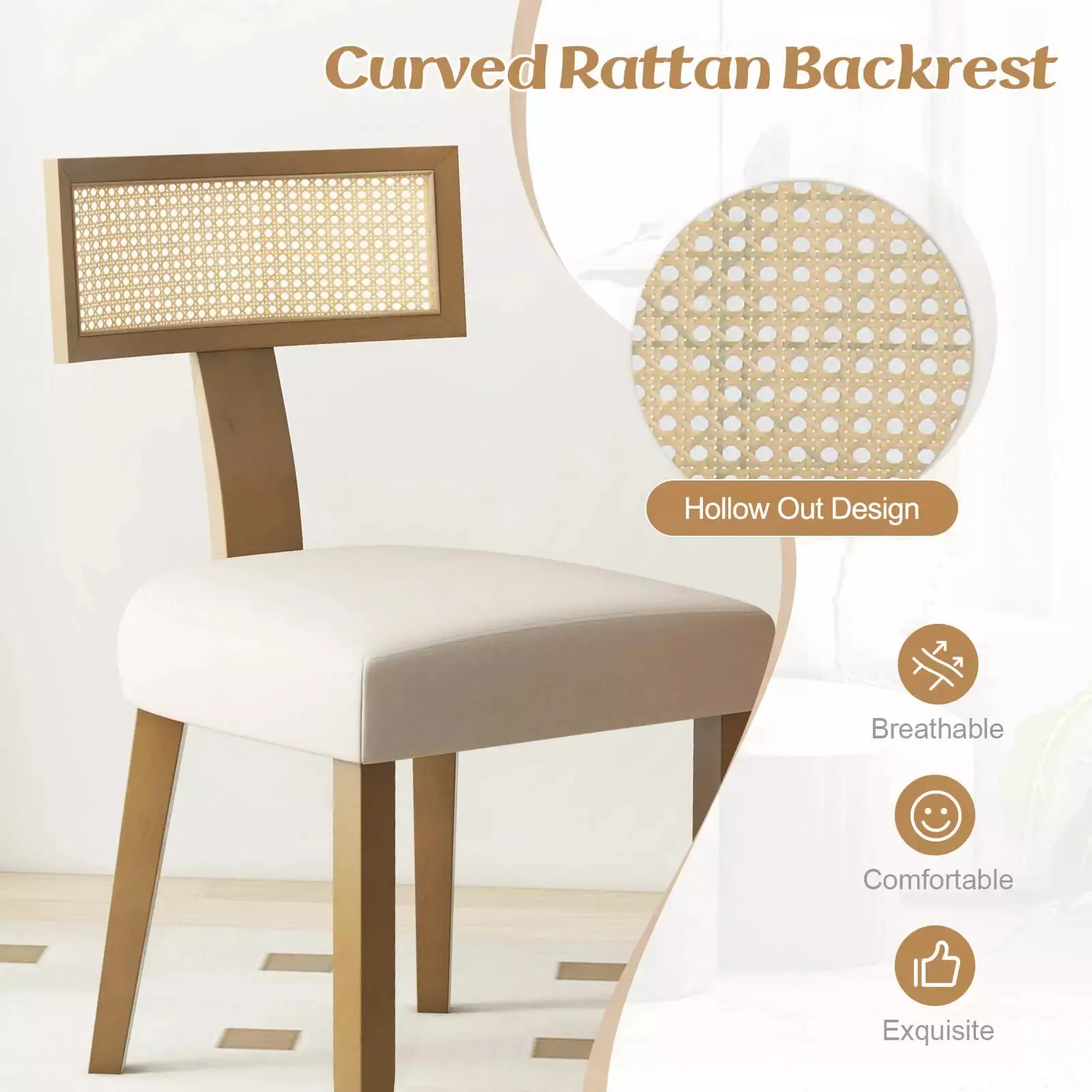 Rajan Mid Century Rattan Dining Chair (Set of 2) - Image 3