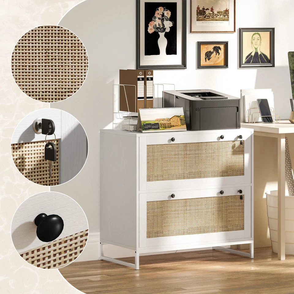 Rattan 2 Drawers File Cabinet - Image 7