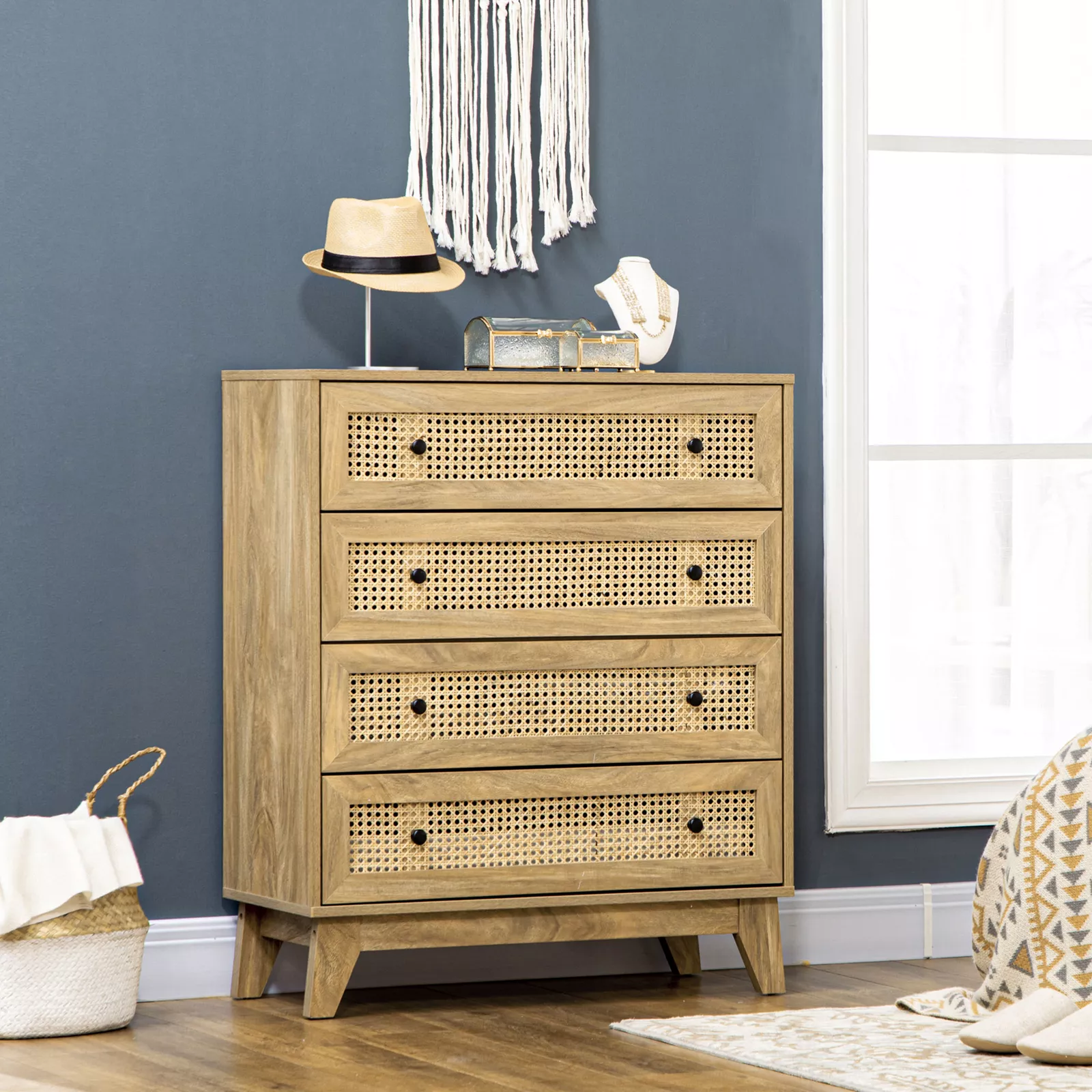 Rattan Bedroom 4 Dresser Chest
