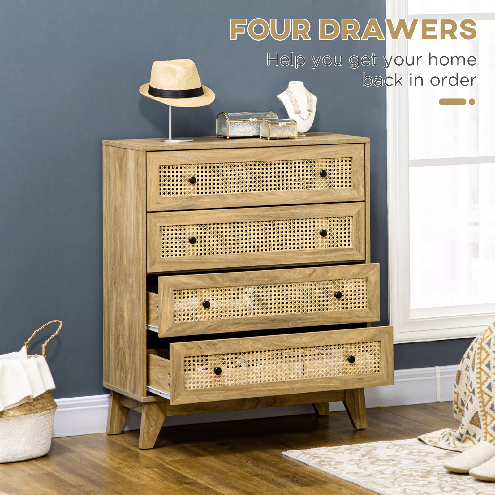 Rattan Bedroom 4 Dresser Chest - Image 3