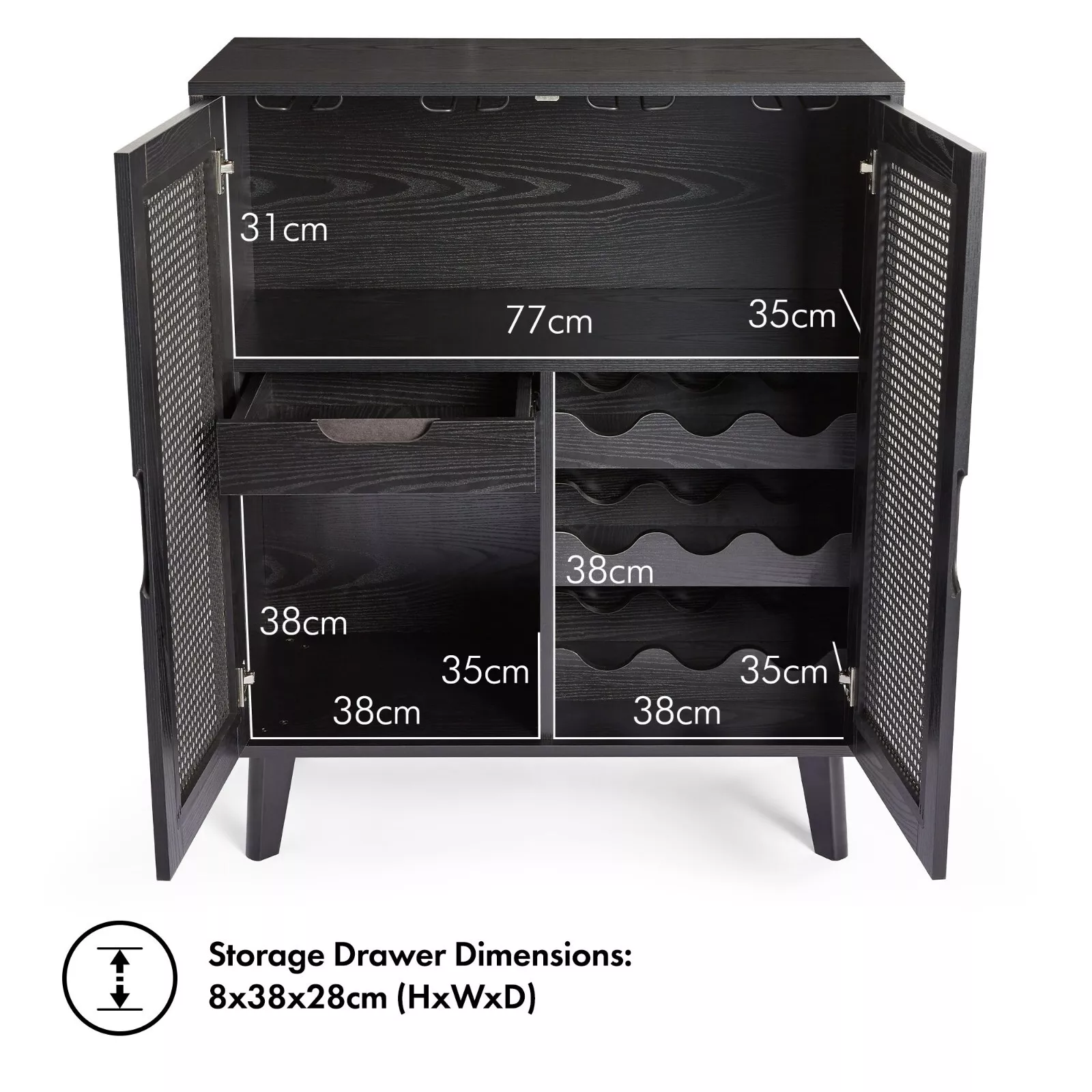 Rattan Drinks Cabinet With Wine Rack - Image 5