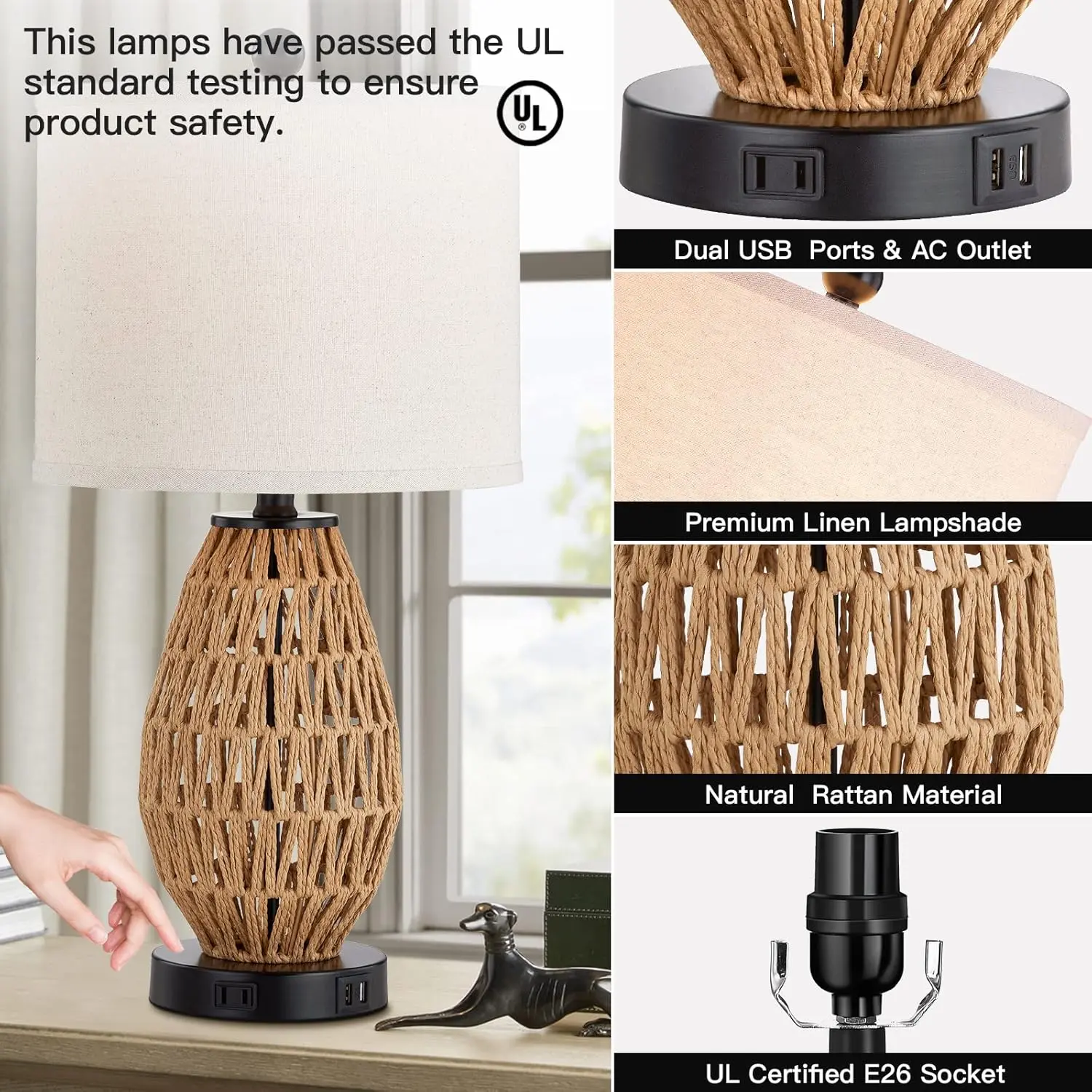 Rattan Fabric Table Lamp - Image 2