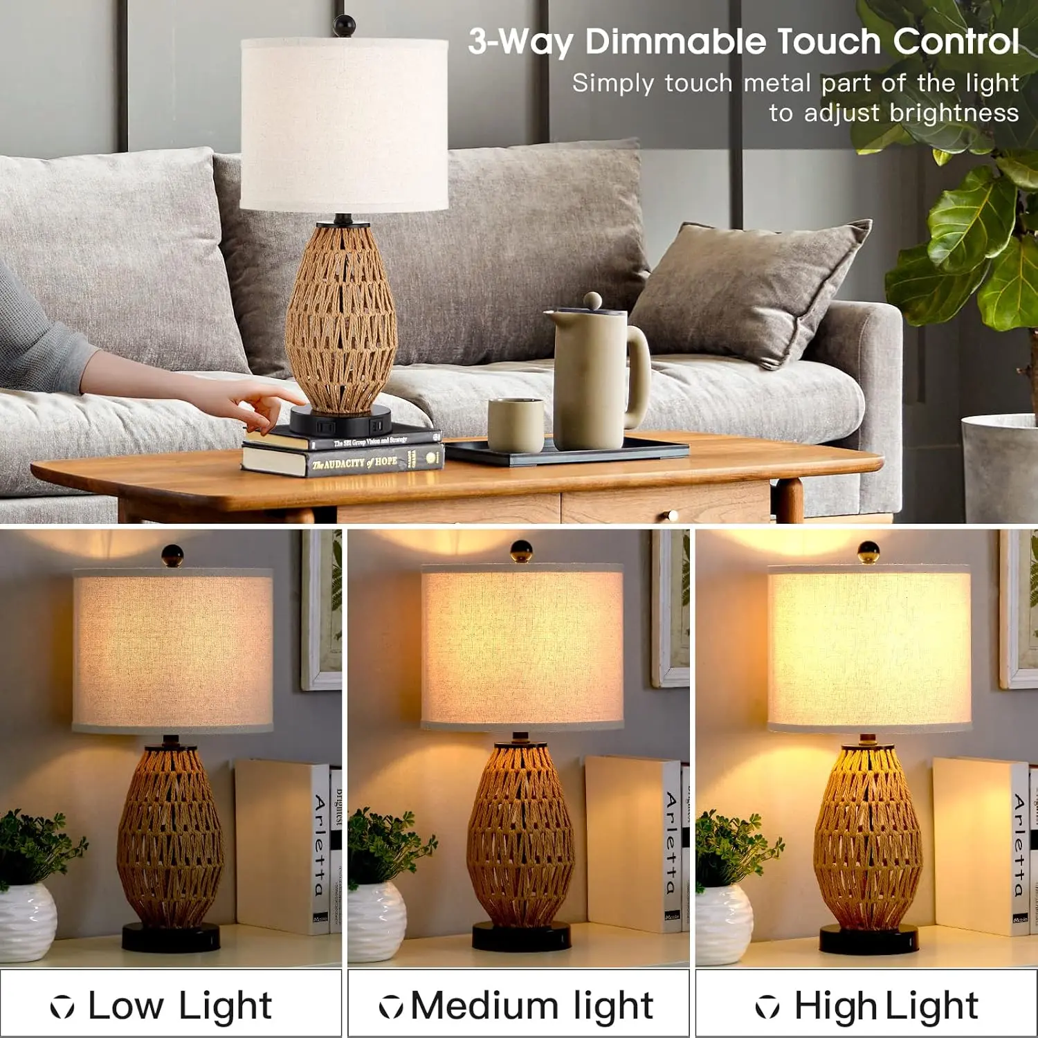 Rattan Fabric Table Lamp - Image 3
