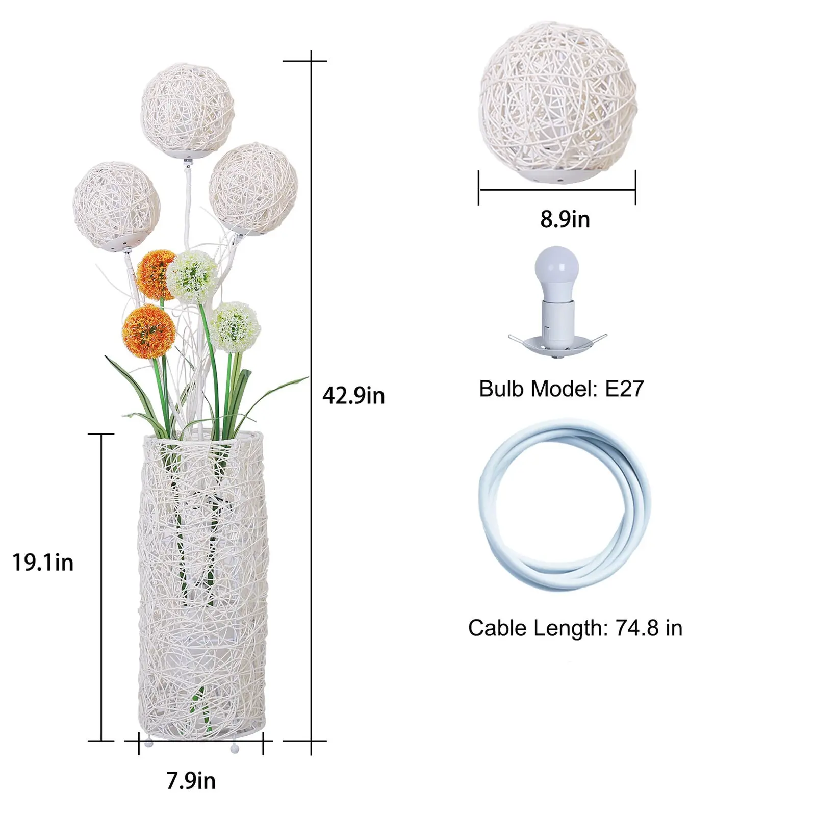 Rattan Flower Living Room Floor Lamp - Image 5