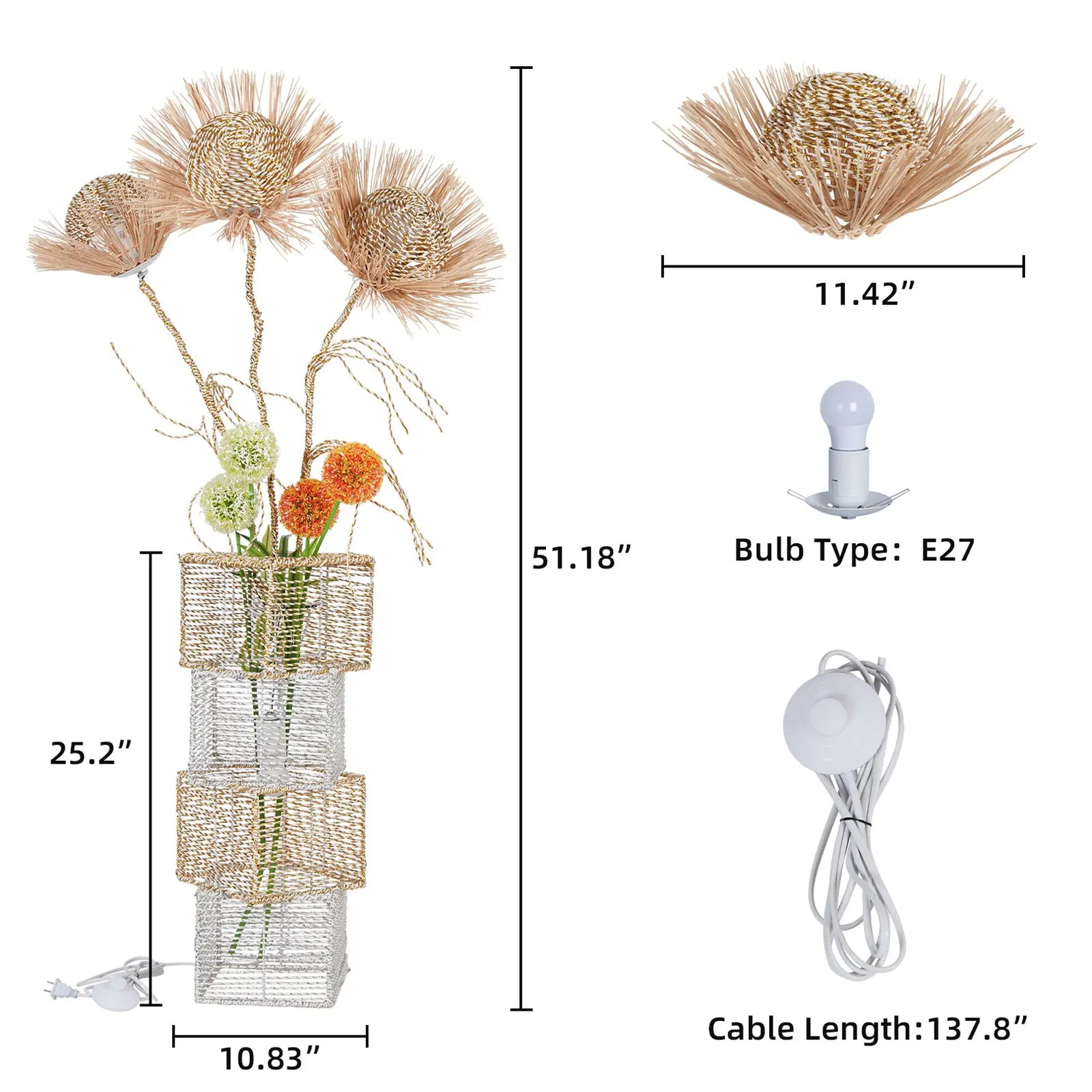 Rattan Flower Living Room Floor Lamp - Image 6
