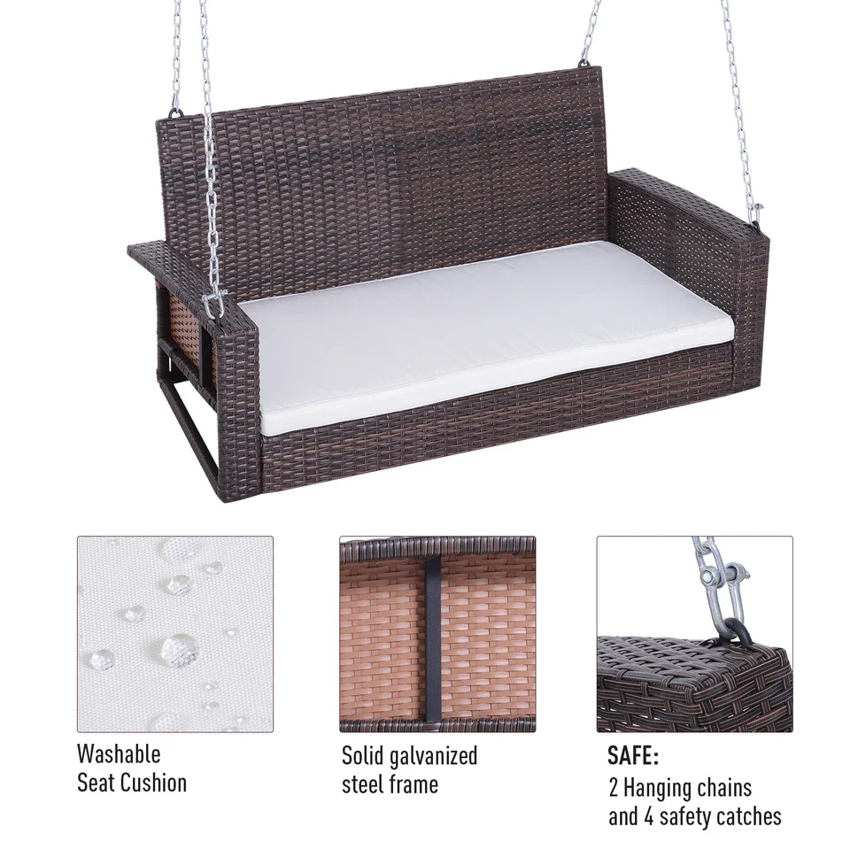 Tamsin Rattan Outdoor Patio Swing Chair - Image 3