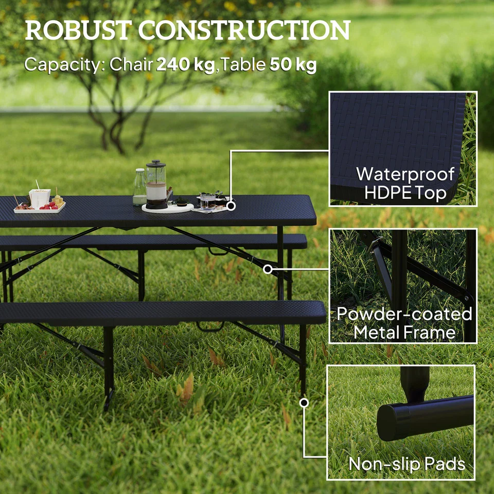 Rattan Picnic Bench Table - Image 4