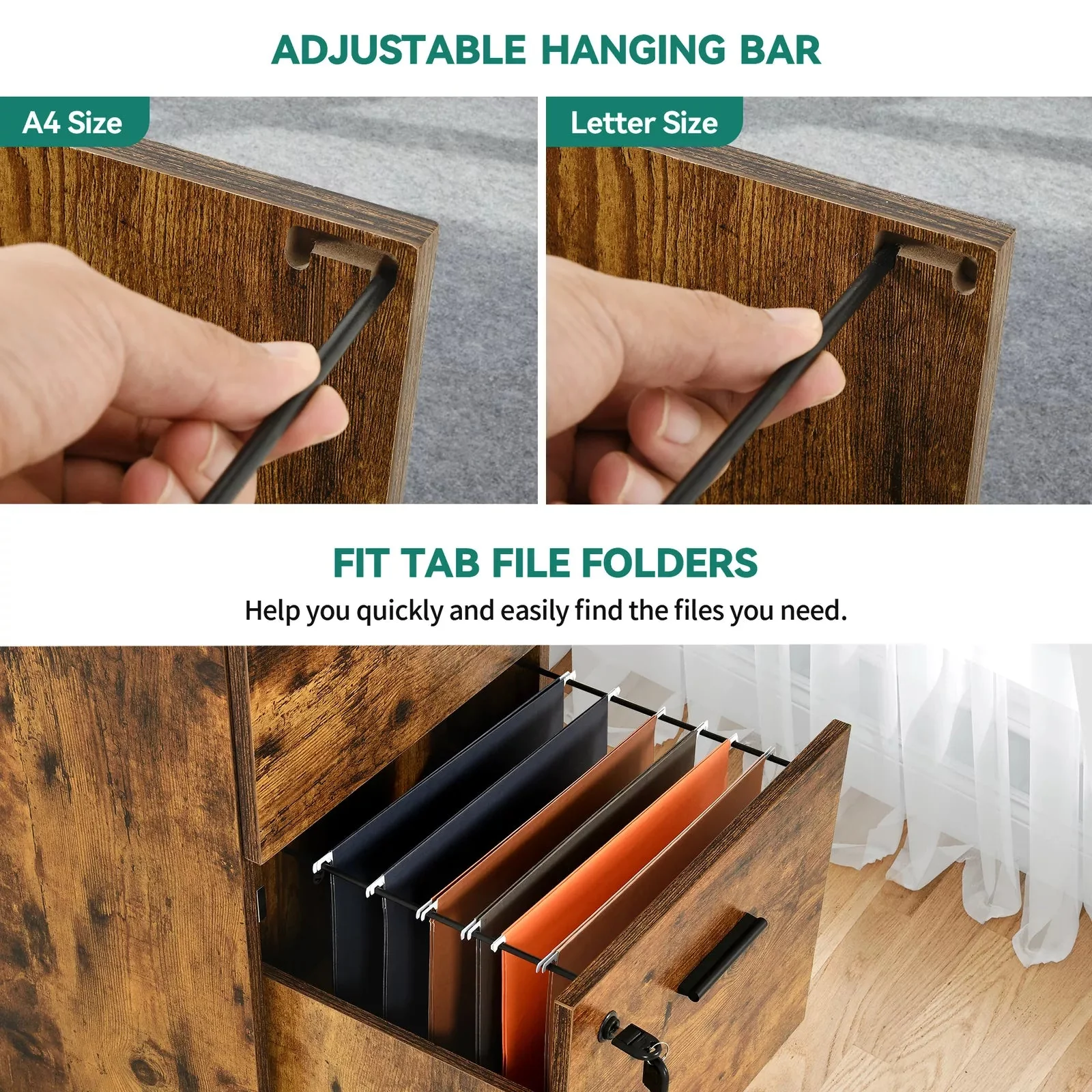 Reed Tall Filing Cabinet With Lock - Image 6