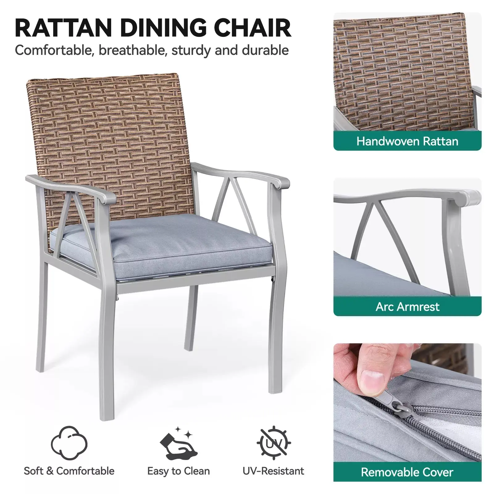 Reeves 7 Pieces Outdoor Patio Dining Set - Image 4