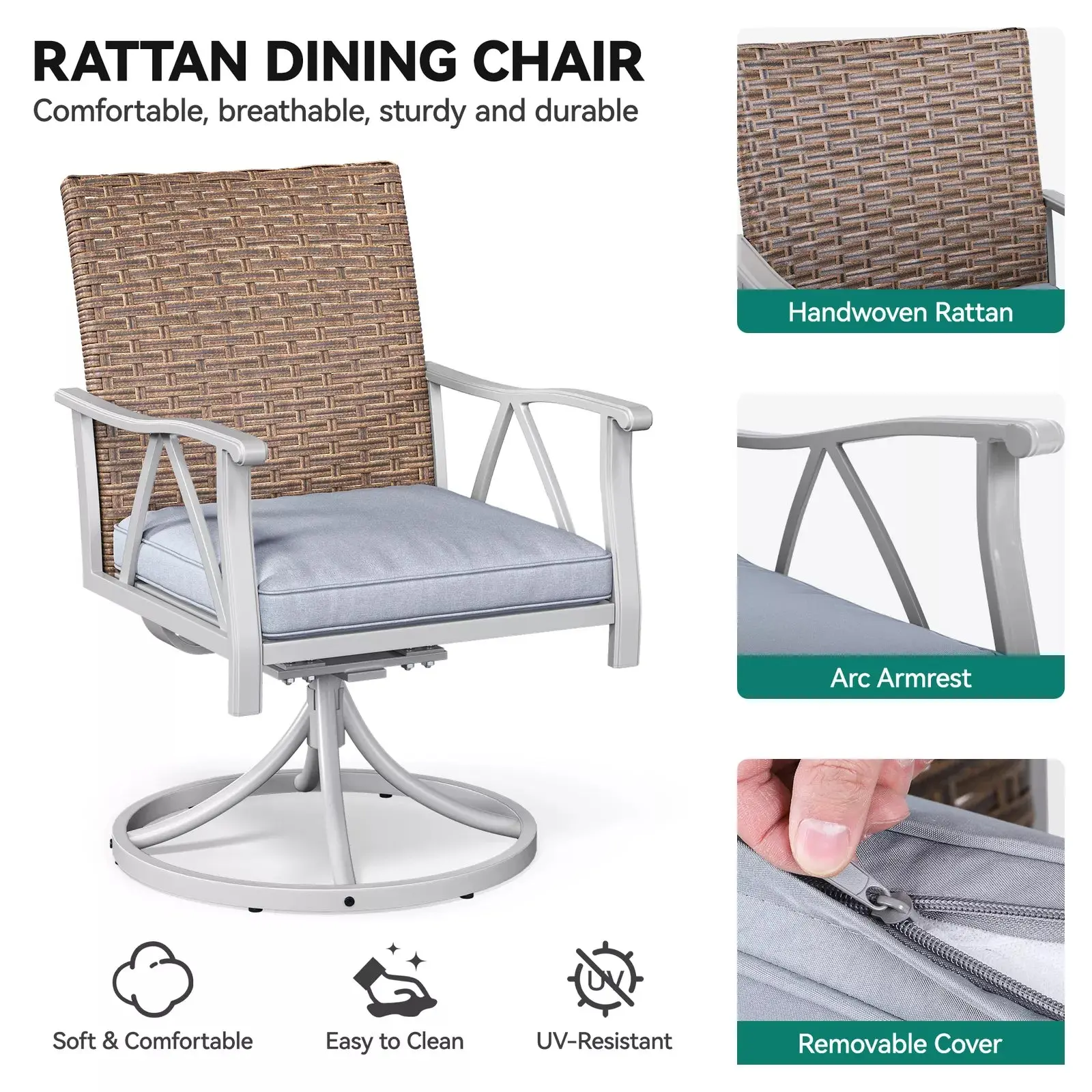 Reeves 7 Pieces Outdoor Patio Dining Set - Image 5