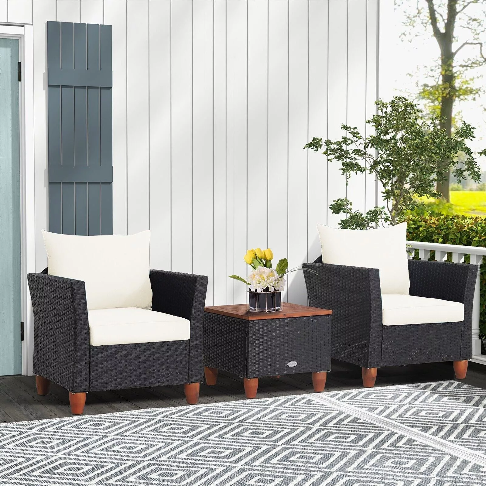 Reilly Rattan Bistro Garden Furniture Set