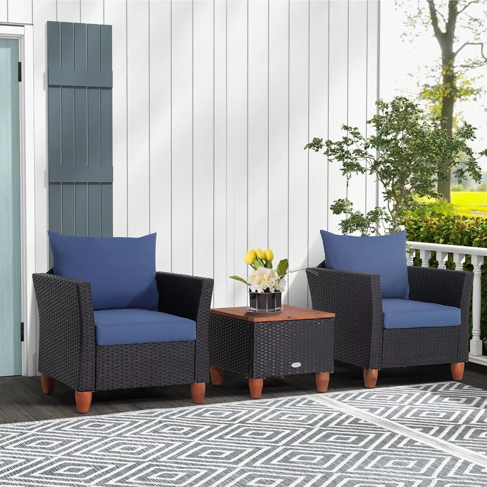Reilly Rattan Bistro Garden Furniture Set - Image 6