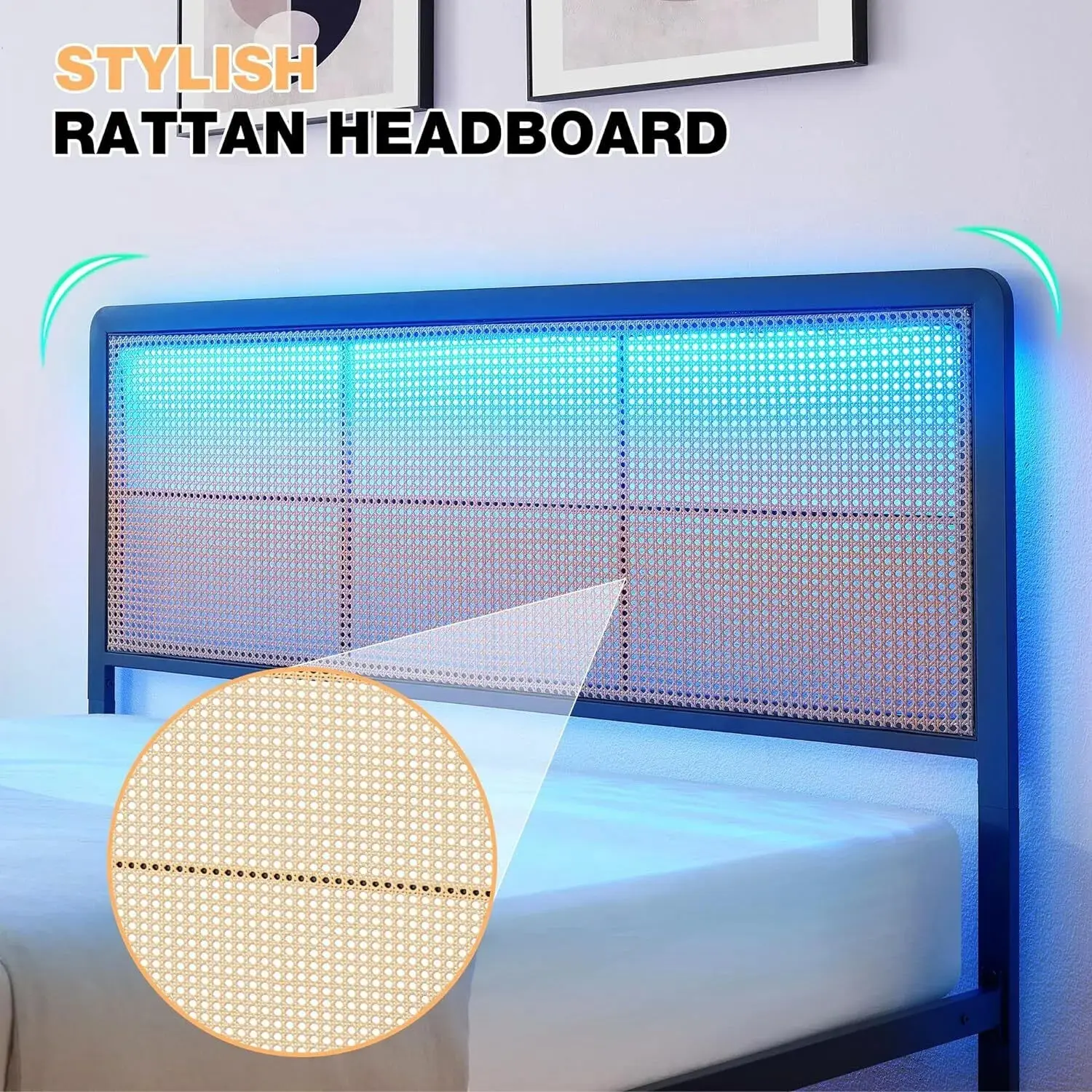 Rhys Queen Size Rattan Bed Frame - Image 3