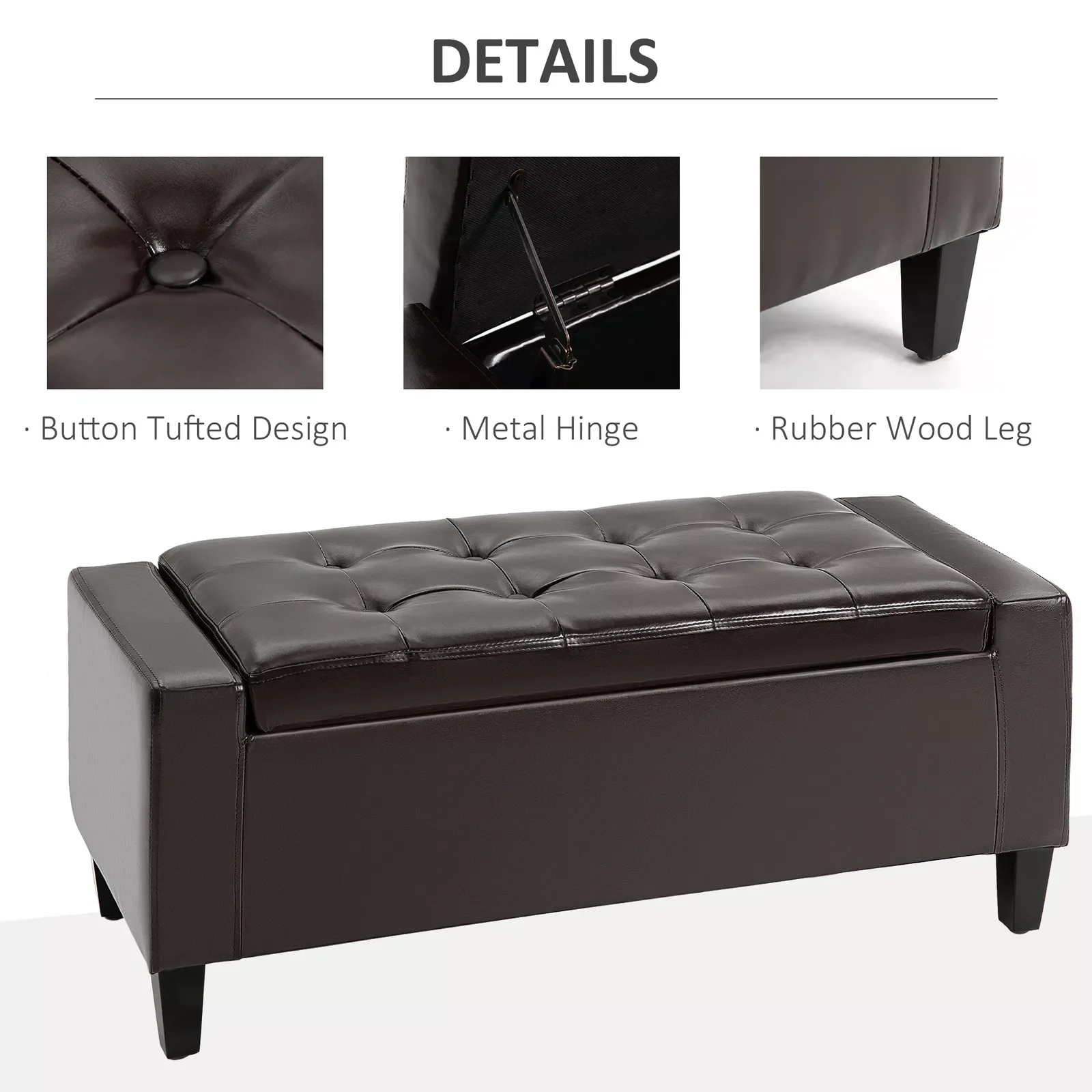 Rita Leather Bedroom Storage Ottoman Bench - Image 3