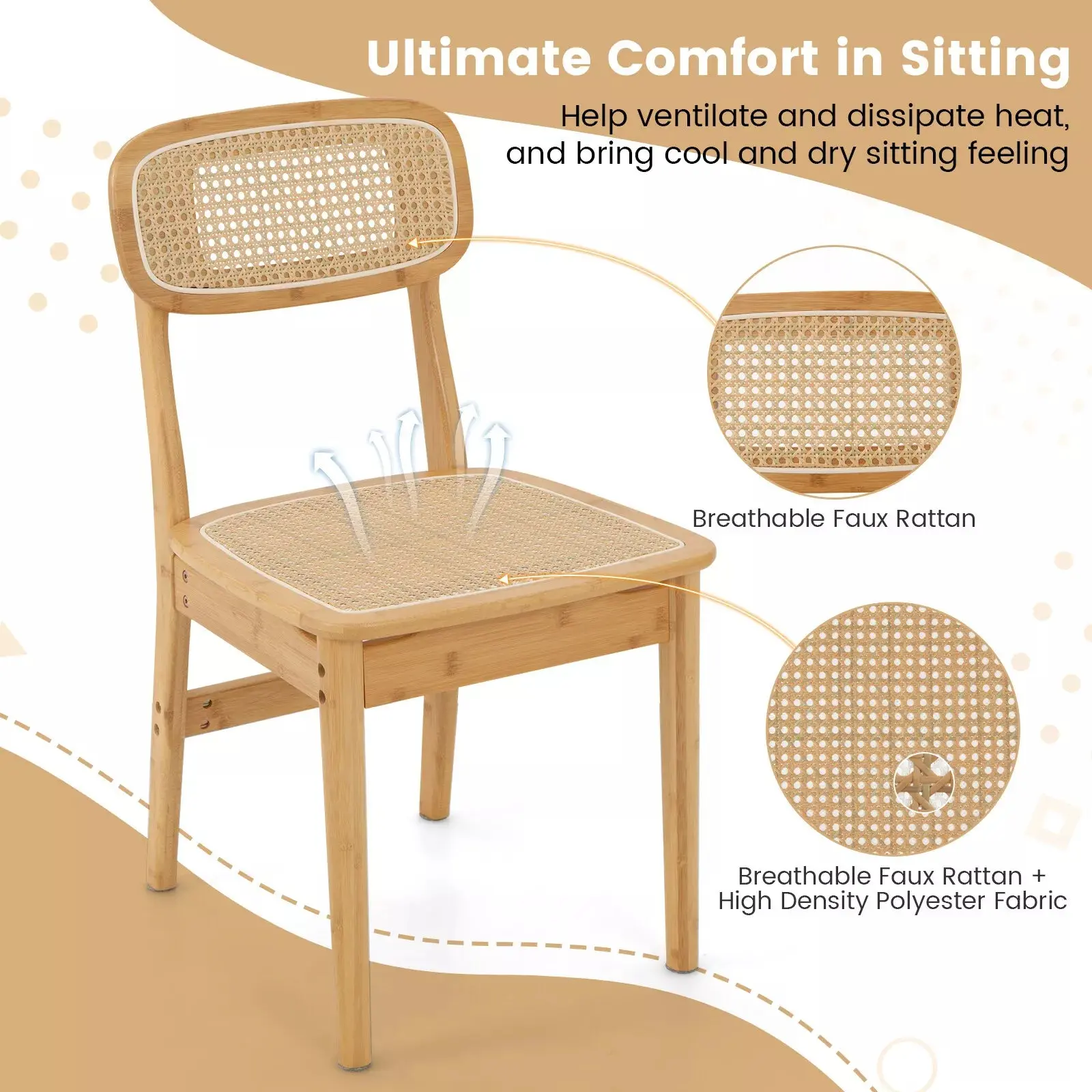 Rocha Mid Century Rattan Dining Chair (Set of 2) - Image 3