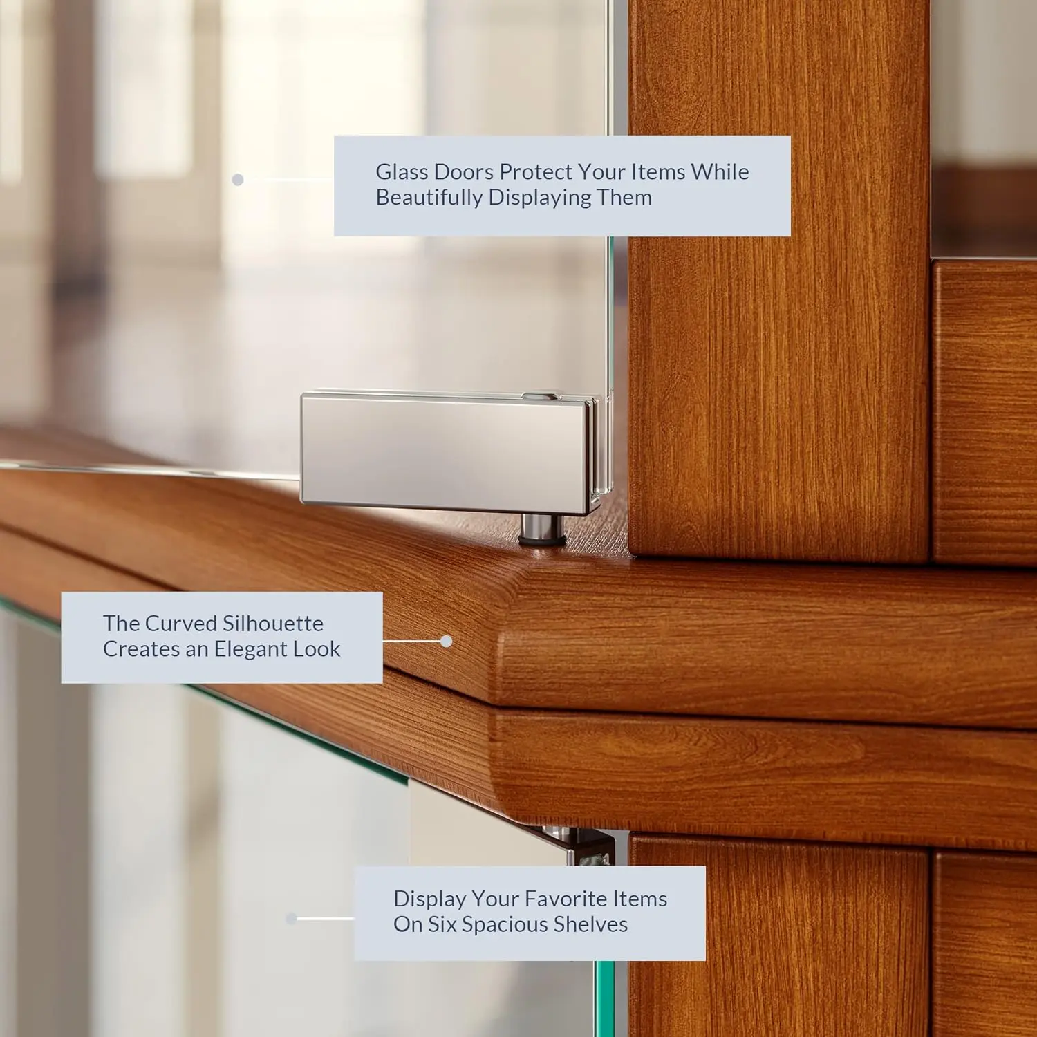 Romeo Corner Curio Cabinet With Glass Doors - Image 4