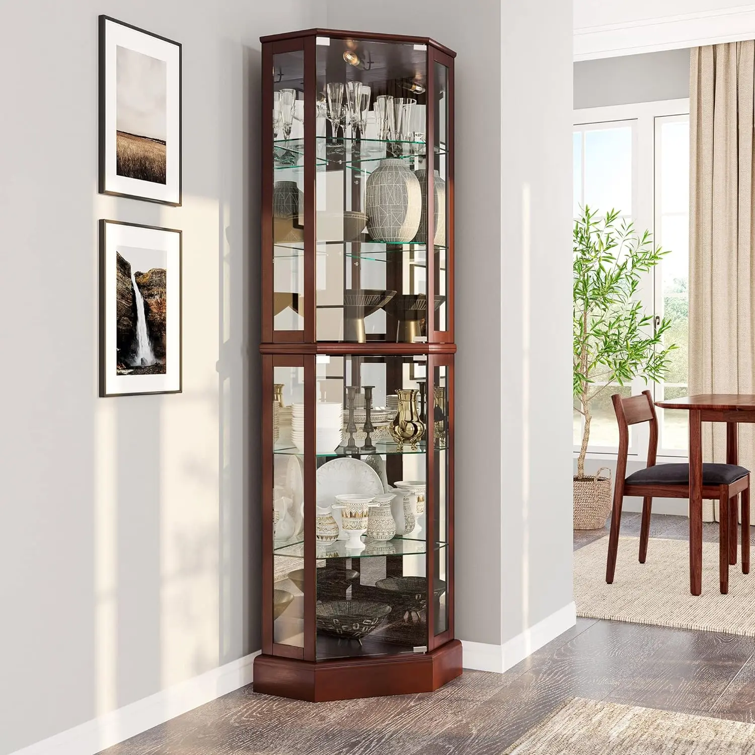 Romeo Corner Curio Cabinet With Glass Doors - Image 5