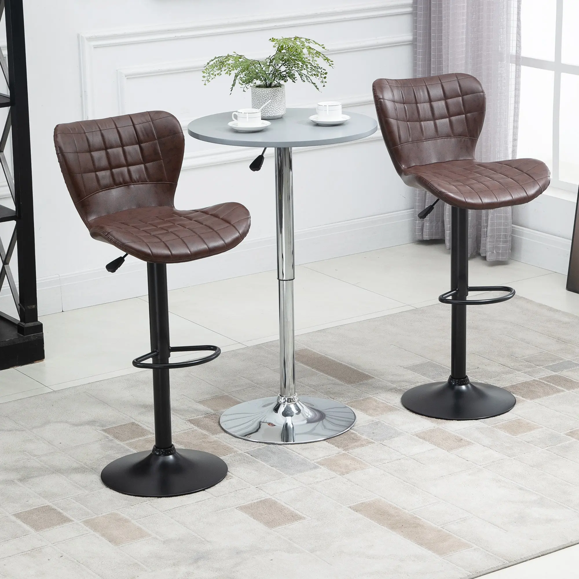 Rowan Leather Swivel Kitchen Bar Stools (Set of 2)