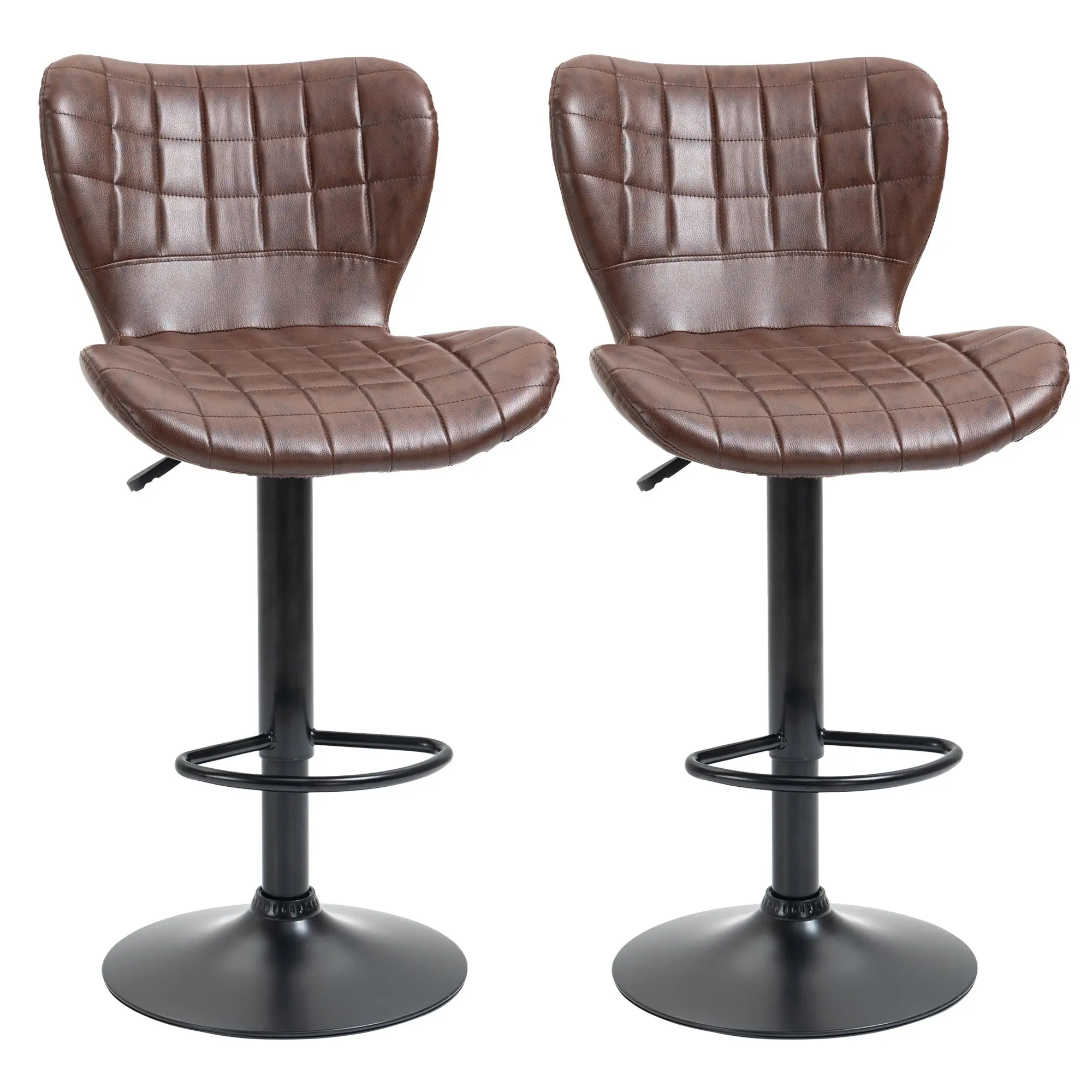 Rowan Leather Swivel Kitchen Bar Stools (Set of 2) - Image 2