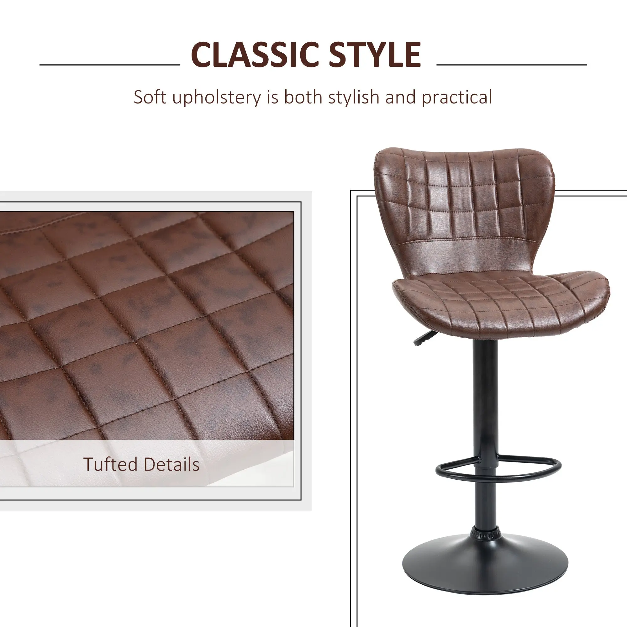 Rowan Leather Swivel Kitchen Bar Stools (Set of 2) - Image 5
