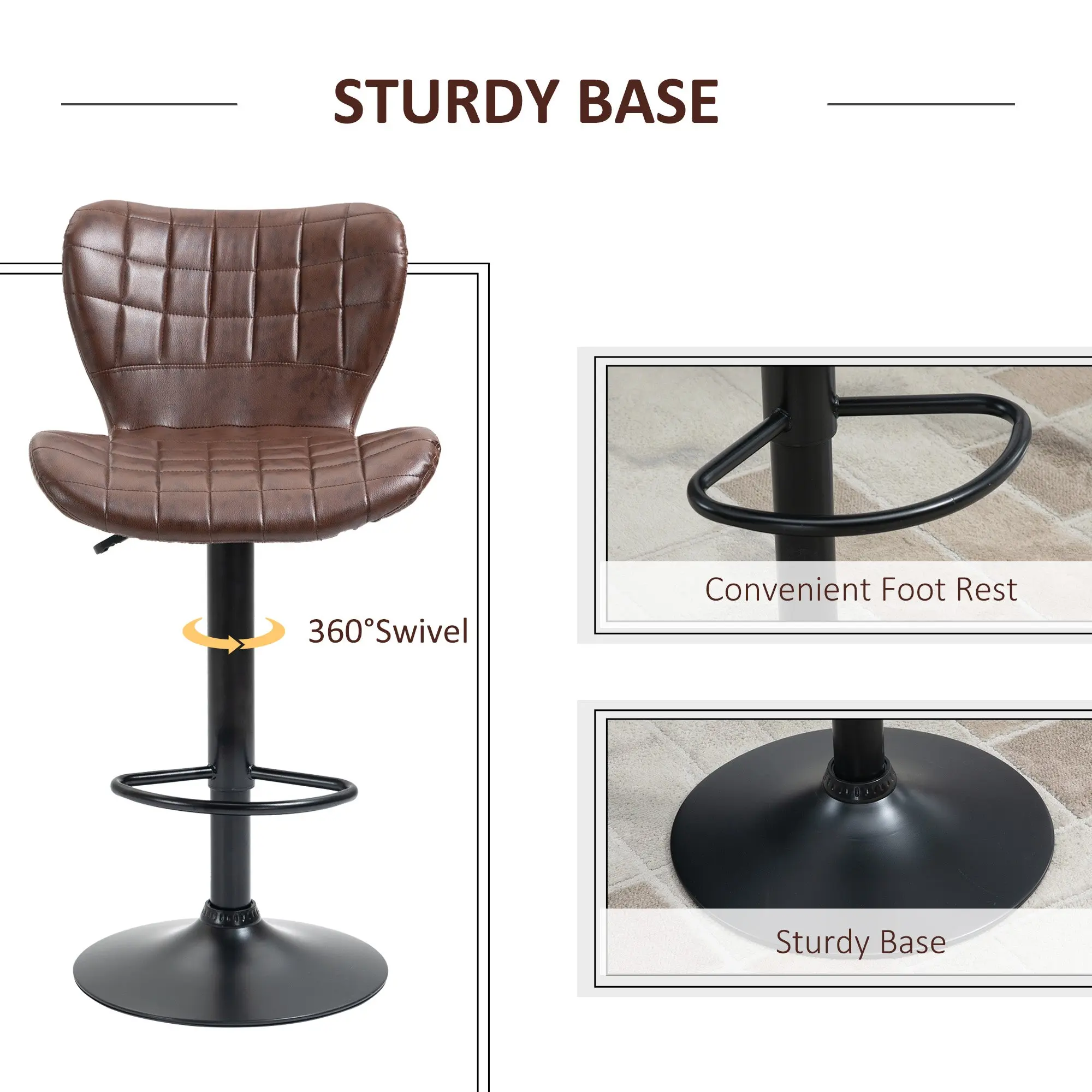 Rowan Leather Swivel Kitchen Bar Stools (Set of 2) - Image 6