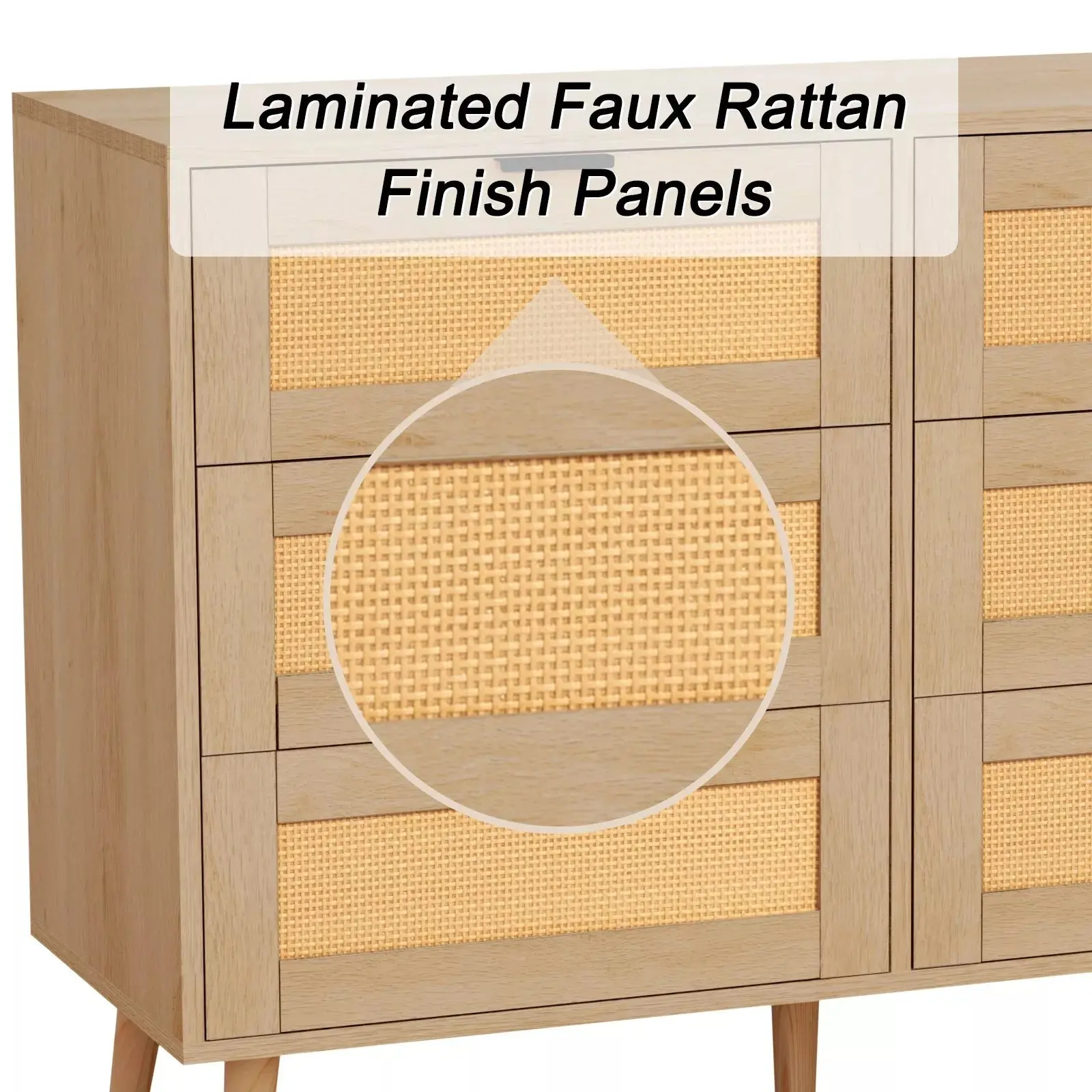 Rush Rattan 6 Drawer Chest Dresser - Image 6