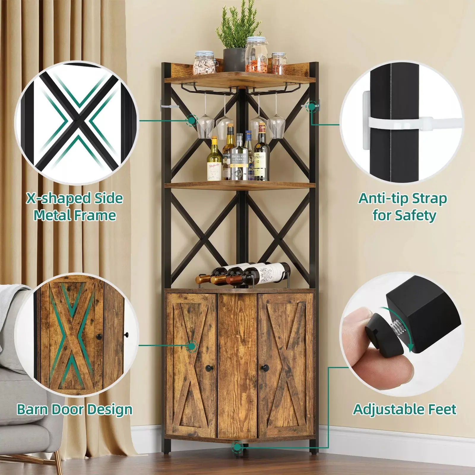 Salas Corner Kitchen Pantry Cabinet - Image 3