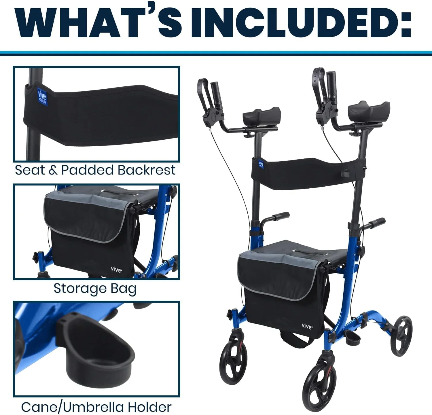 Senior Upright Mobility Walker With Seat - 300lb Capacity - Image 2