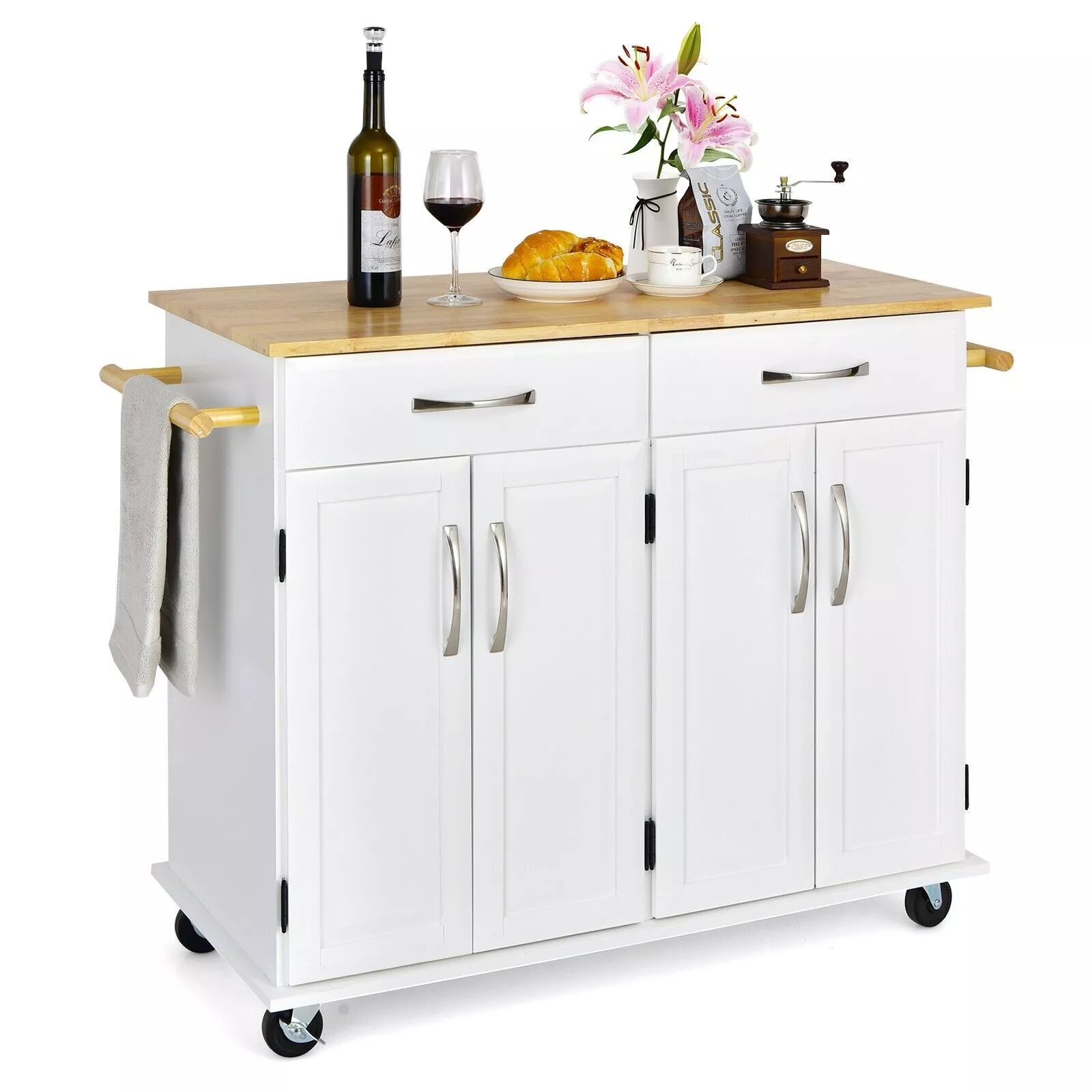 Seth Kitchen Island With Wheels & Seating - Image 2